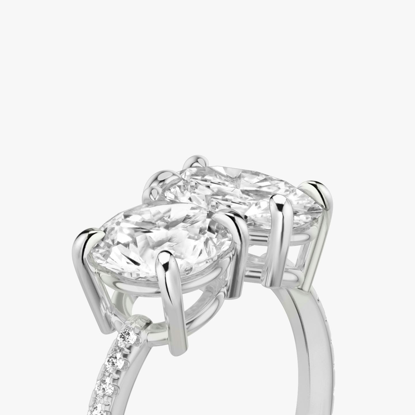 The Toi et Moi | Round Brilliant and Oval | 18k | 18k White Gold | Band: Pavé | Diamond orientation: vertical | Carat weight: See full inventory