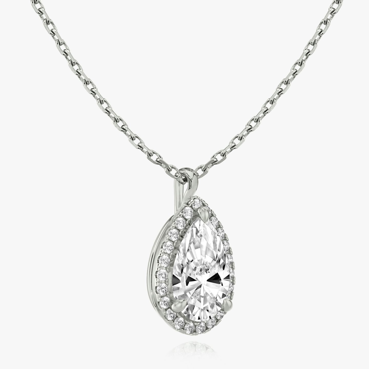 Halo Pendant | Pear | 14k | 18k White Gold | Carat weight: See full inventory