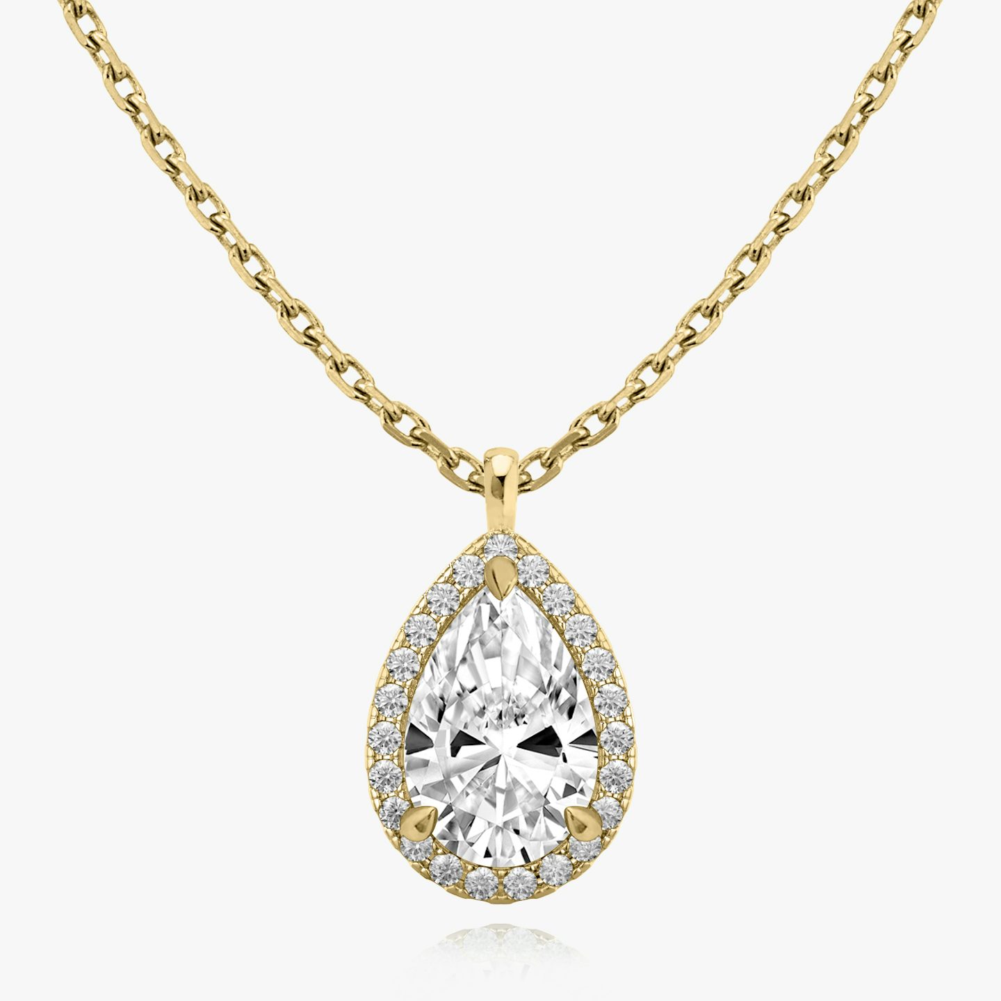 Halo Pendant | Pear | 14k | 18k Yellow Gold | Carat weight: See full inventory