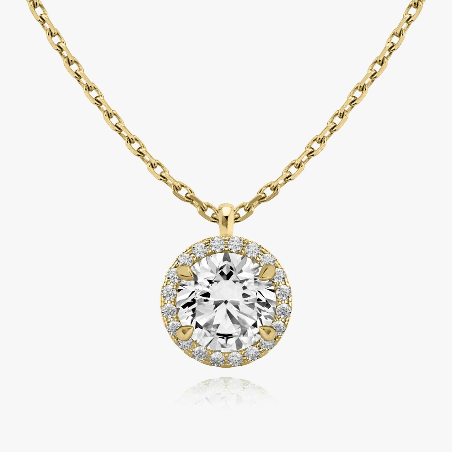 Diamond halo necklace yellow gold Clearance