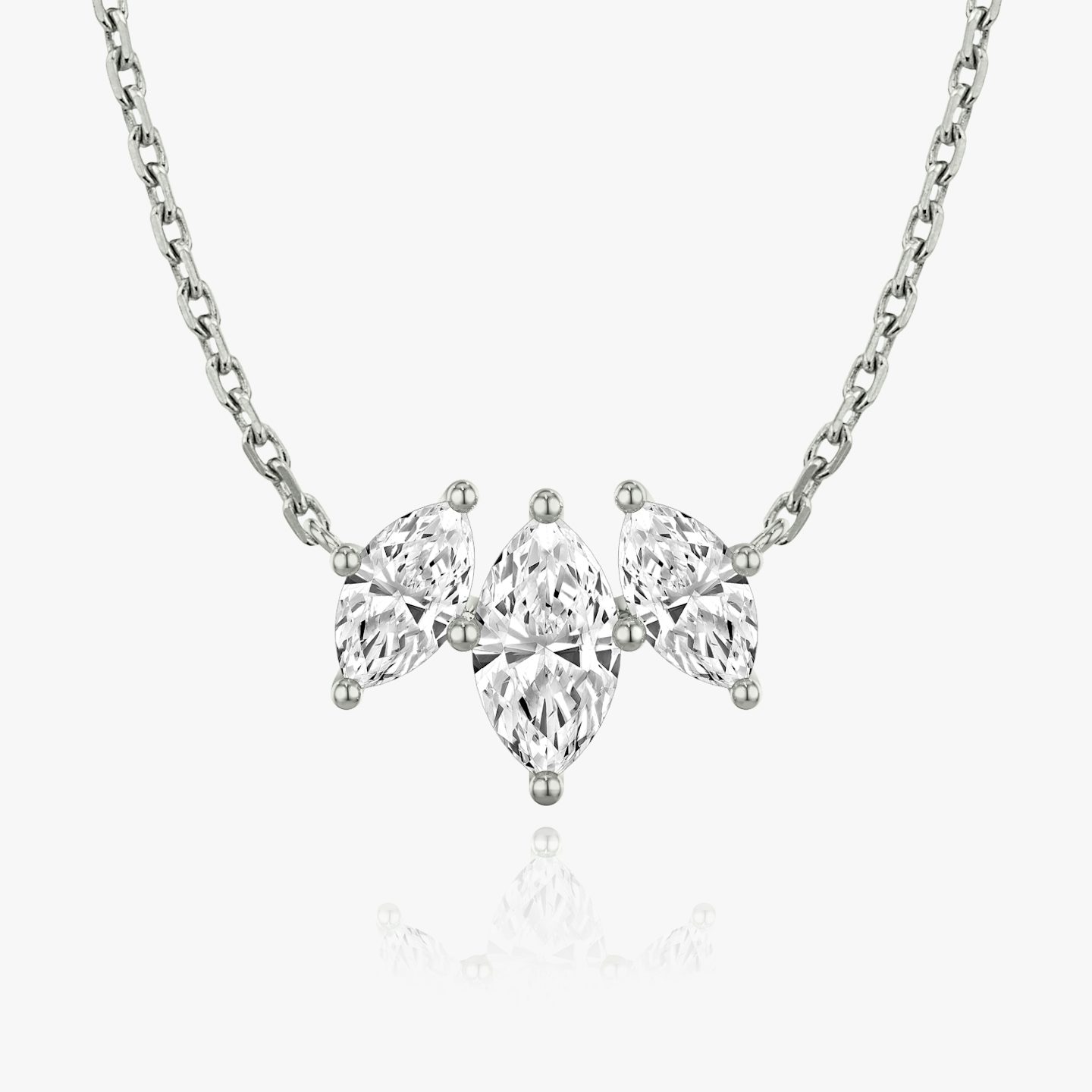 Collar Arc | Pavé Marquise | 14k | Oro blanco de 18 quilates | Longitud de la cadena: 16-18 | Tamaño de los diamantes: Original | Número de diamantes: 3