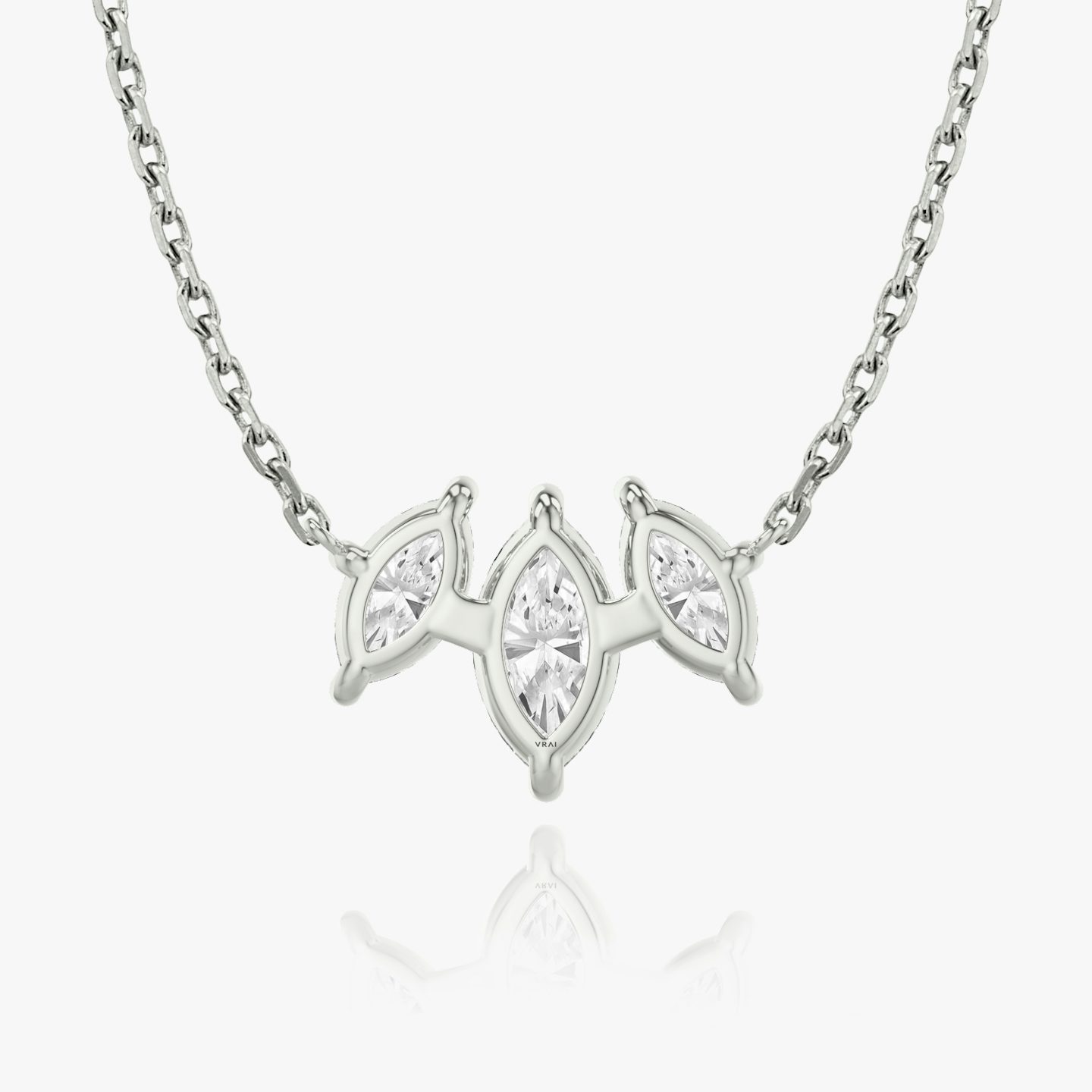 Collar Arc | Pavé Marquise | 14k | Oro blanco de 18 quilates | Longitud de la cadena: 16-18 | Tamaño de los diamantes: Original | Número de diamantes: 3