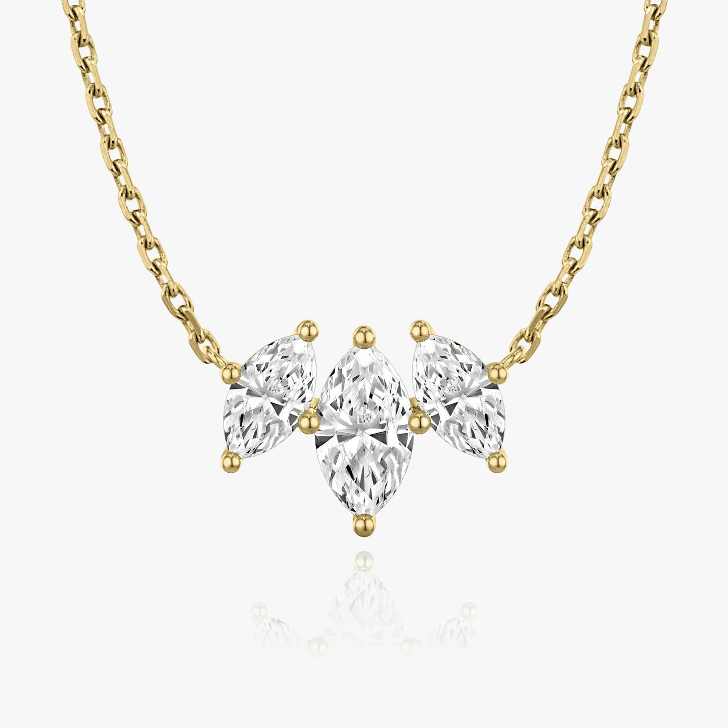 Collar Arc | Pavé Marquise | 14k | Oro amarillo de 18 quilates | Longitud de la cadena: 16-18 | Tamaño de los diamantes: Original | Número de diamantes: 3