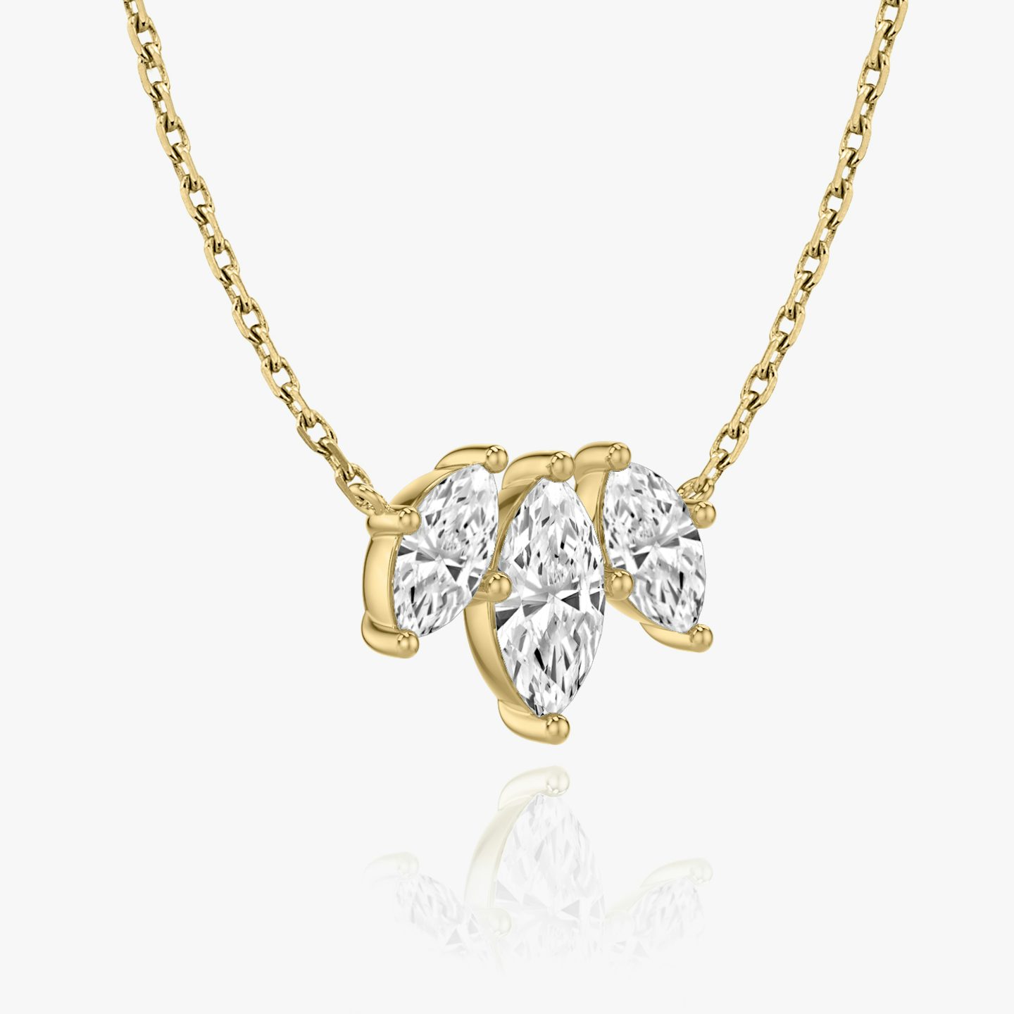Arc Necklace | Pavé Marquise | 14k | 18k Yellow Gold | Chain length: 16-18 | Diamond size: Original | Diamond count: 3