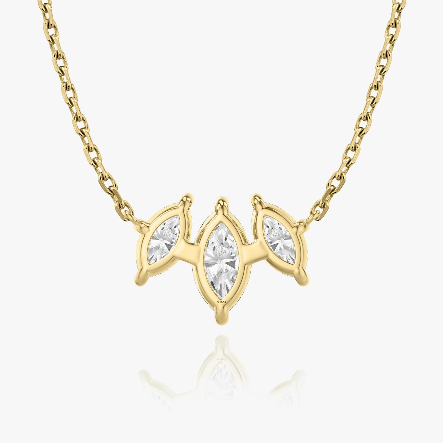Arc Necklace | Pavé Marquise | 14k | 18k Yellow Gold | Chain length: 16-18 | Diamond size: Original | Diamond count: 3