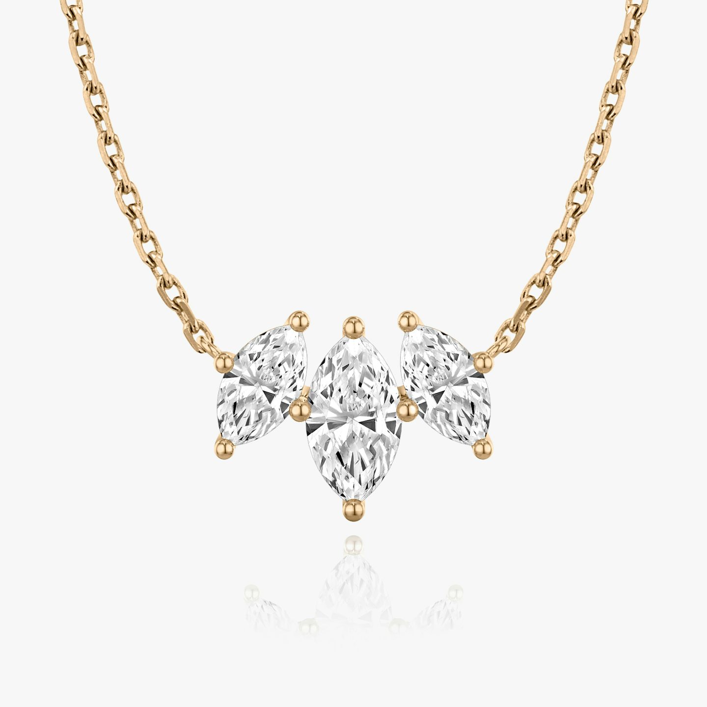 Arc Necklace | Pavé Marquise | 14k | 14k Rose Gold | Chain length: 16-18 | Diamond size: Original | Diamond count: 3
