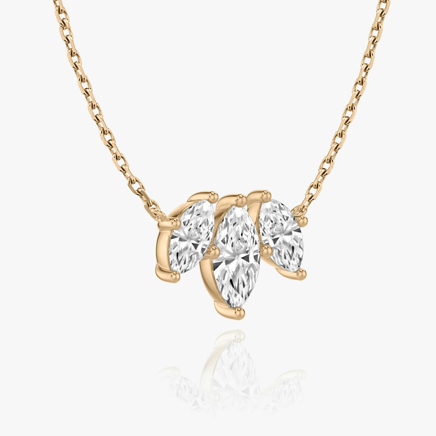 Arc Necklace | Pavé Marquise | 14k | 14k Rose Gold | Chain length: 16-18 | Diamond size: Original | Diamond count: 3