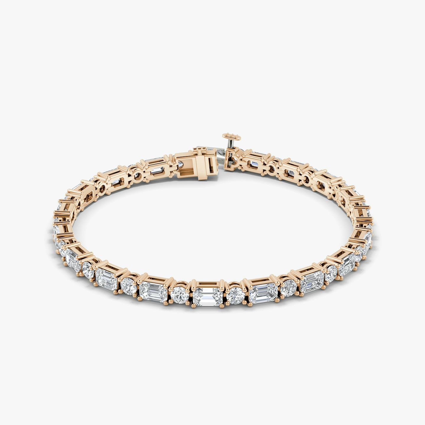 Mixed Shape Bracelet | Round Brilliant and Emerald | 14k | 14k Rose Gold | Chain length: 6.5 | Diamond size: Original