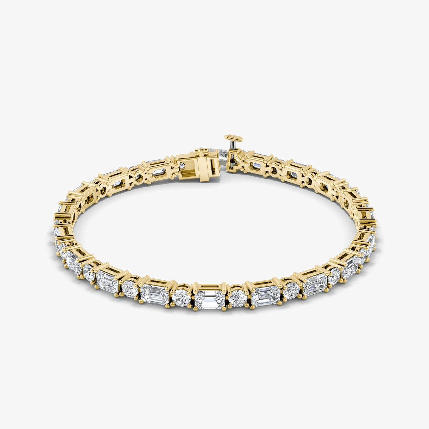 Bracelet Mixed Shape | Rond brillant et Émeraude | 14k | Or jaune 18 carats | Longueur de la chaîne: 6.5 | Taille des diamants: Original