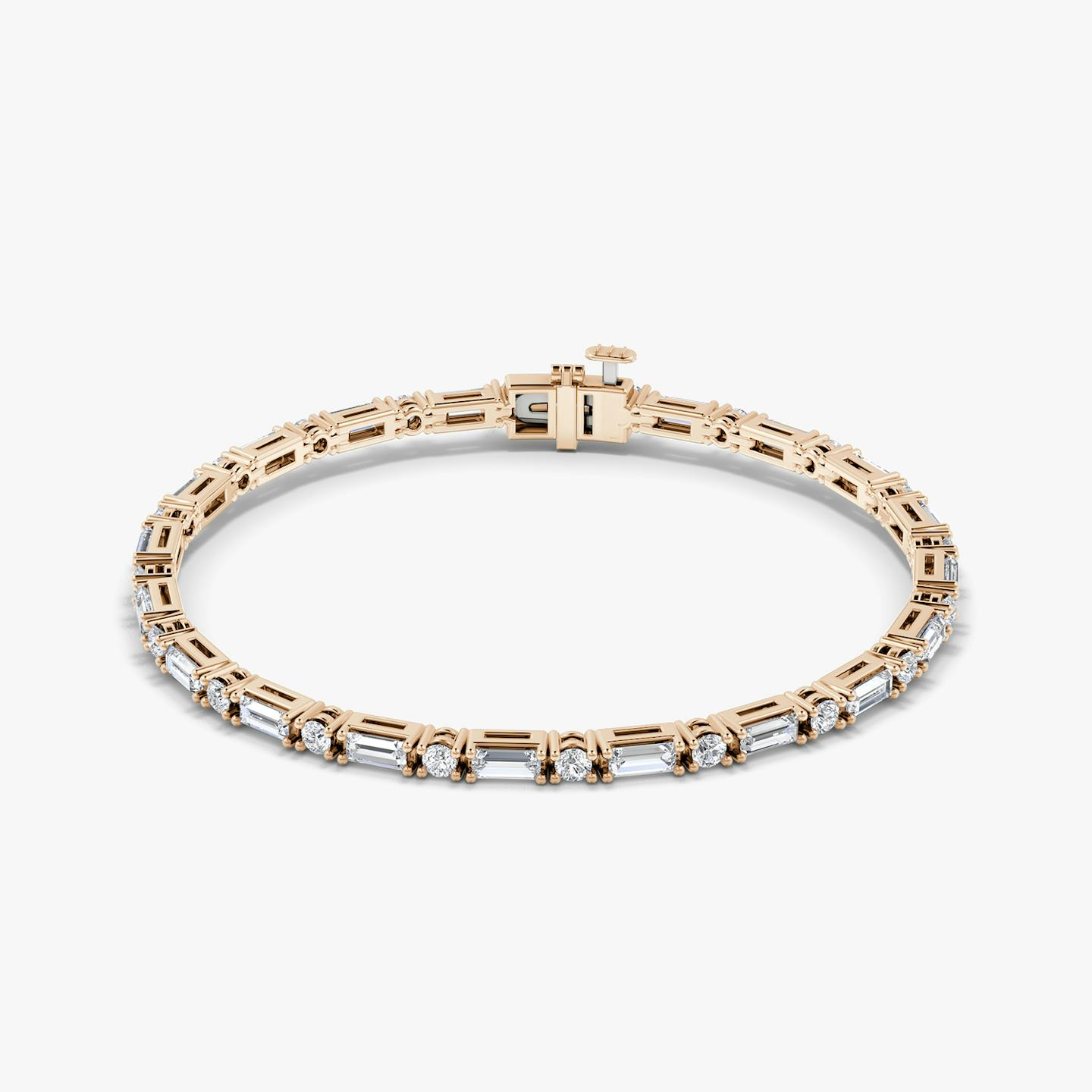 Mixed Shape Bracelet | Round Brilliant and Baguette | 14k | 14k Rose Gold | Chain length: 6.5 | Diamond size: Original