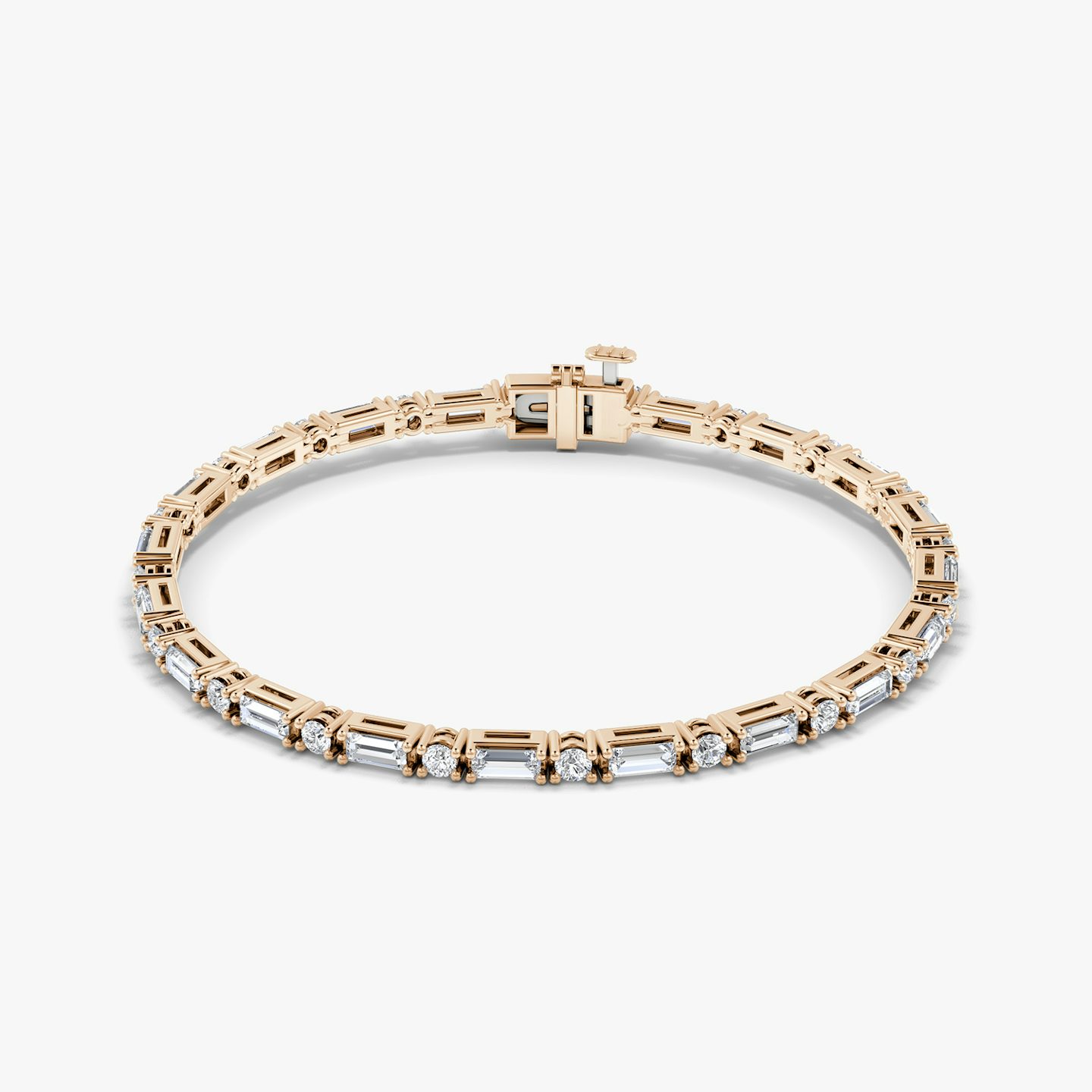 Mixed Shape Bracelet | Round Brilliant and Baguette | 14k | 14k Rose Gold | Chain length: 7 | Diamond size: Original