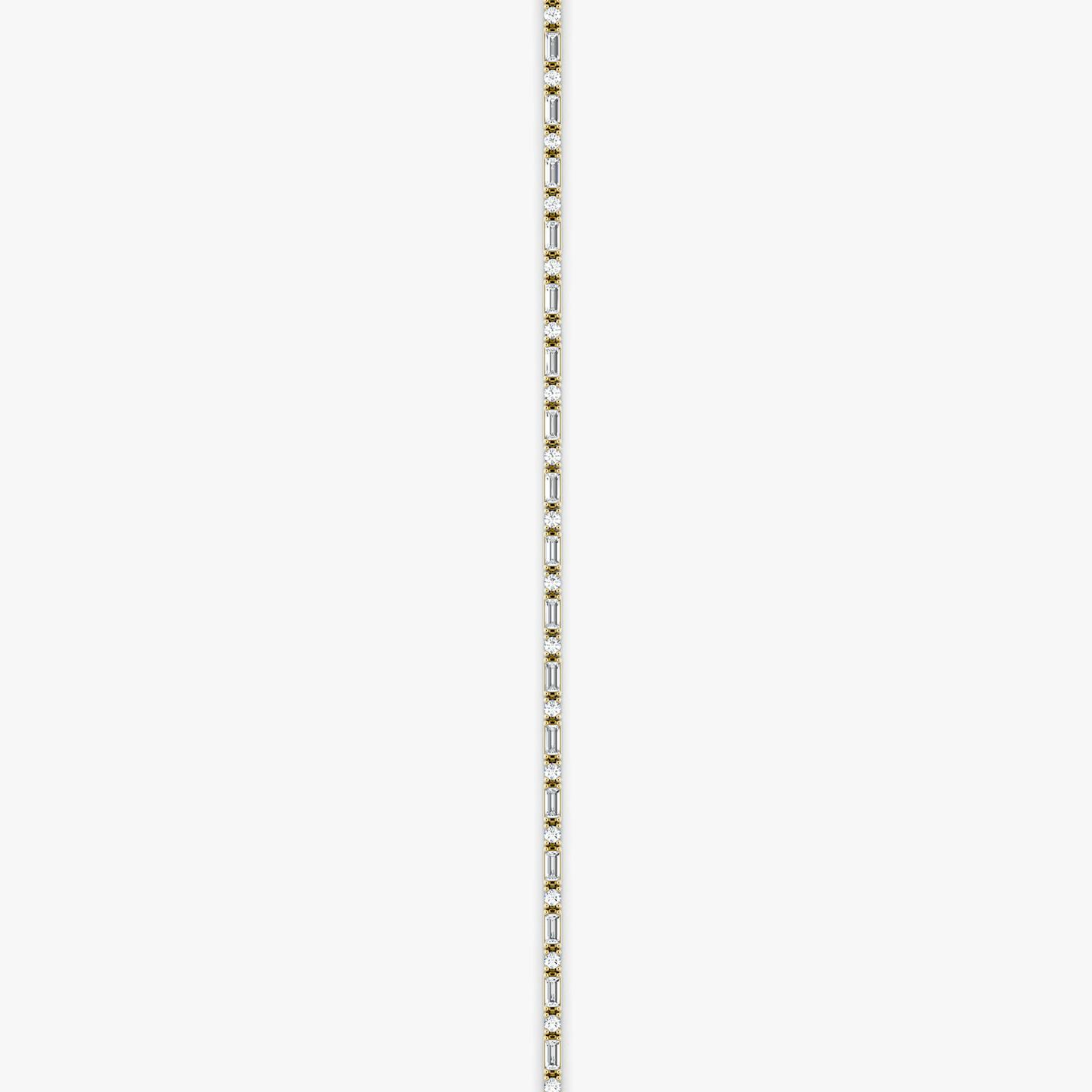 Mixed Shape Bracelet | Round Brilliant and Baguette | 14k | 18k Yellow Gold | Chain length: 7 | Diamond size: Original