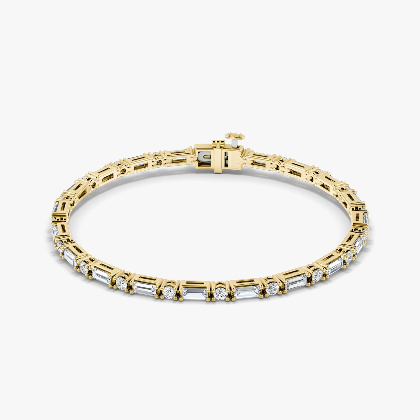 Bracelet Mixed Shape | Rond brillant et Baguette | 14k | Or jaune 18 carats | Longueur de la chaîne: 7 | Taille des diamants: Original