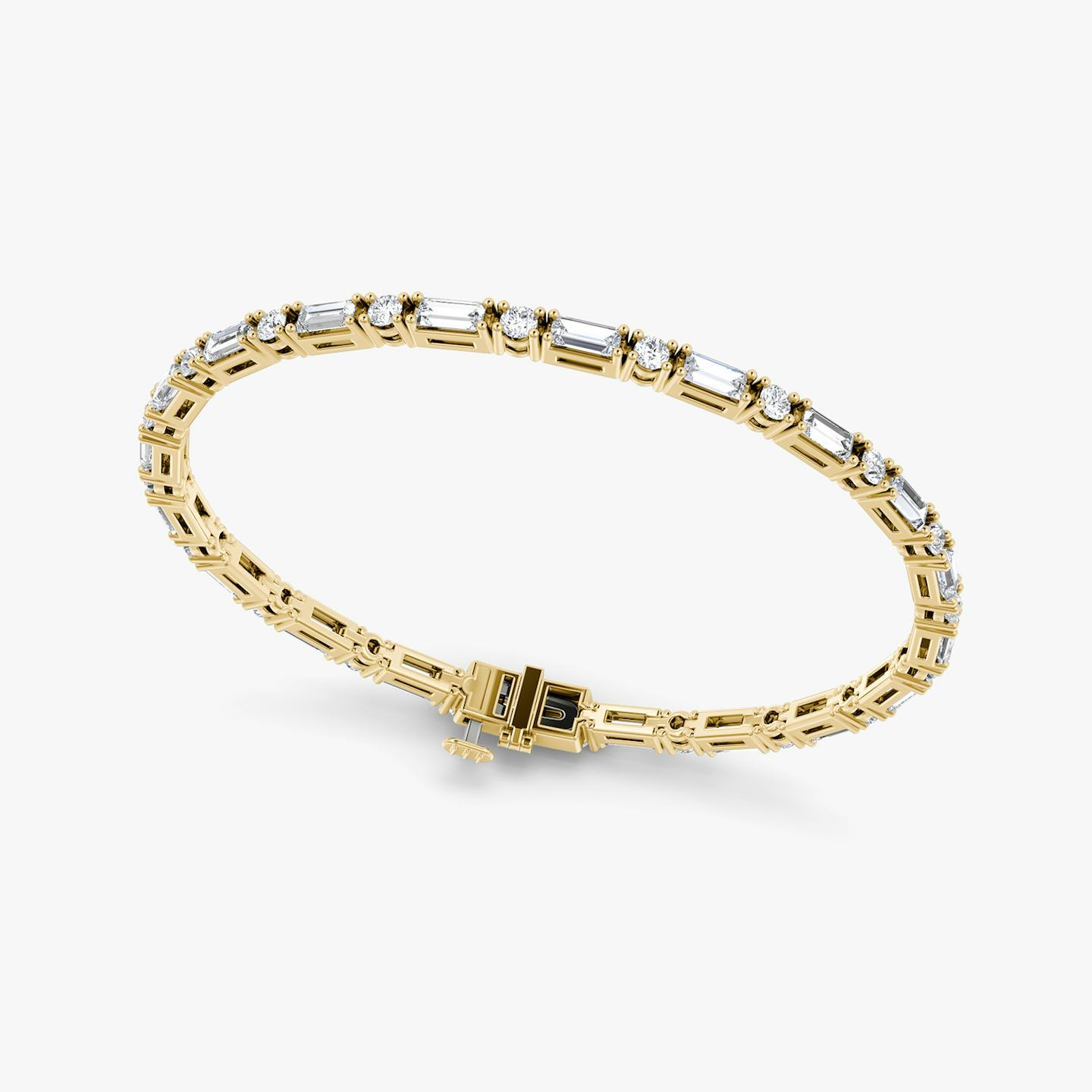 Bracelet Mixed Shape | Rond brillant et Baguette | 14k | Or jaune 18 carats | Longueur de la chaîne: 6.5 | Taille des diamants: Original