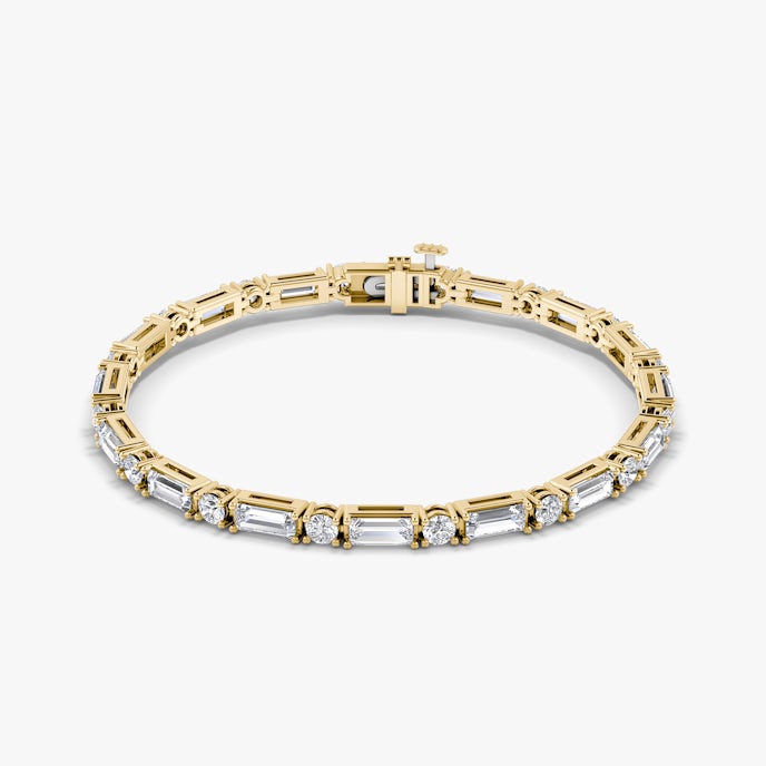 Mixed Shape BraceletRound Brilliant and Baguette | Yellow Gold