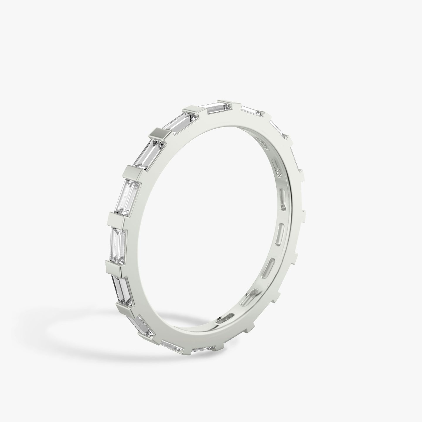 Alliance Baguette Bar | Baguette | 18k | Or blanc 18 carats | Modèle d'anneau: Diamant tour complet