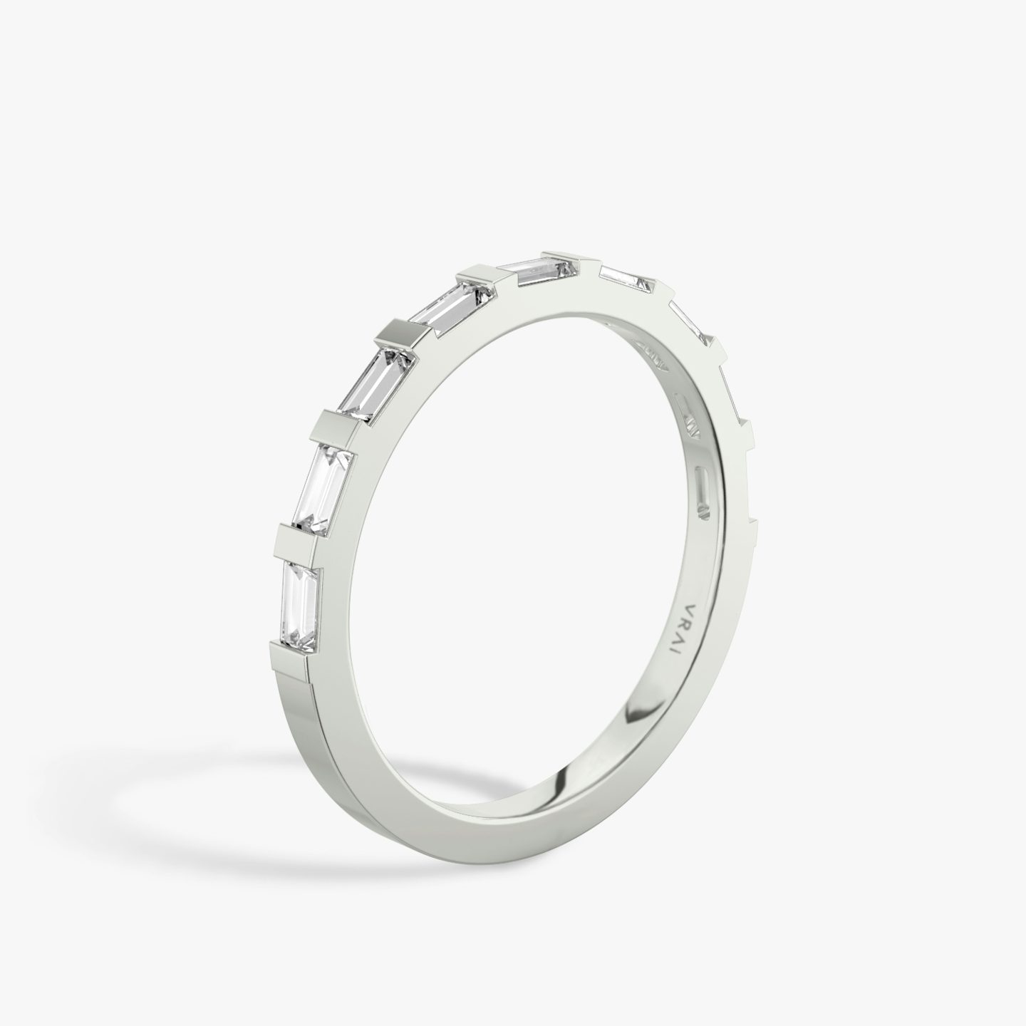 Alliance Baguette Bar | Baguette | 18k | Or blanc 18 carats | Modèle d'anneau: Diamant demi-tour