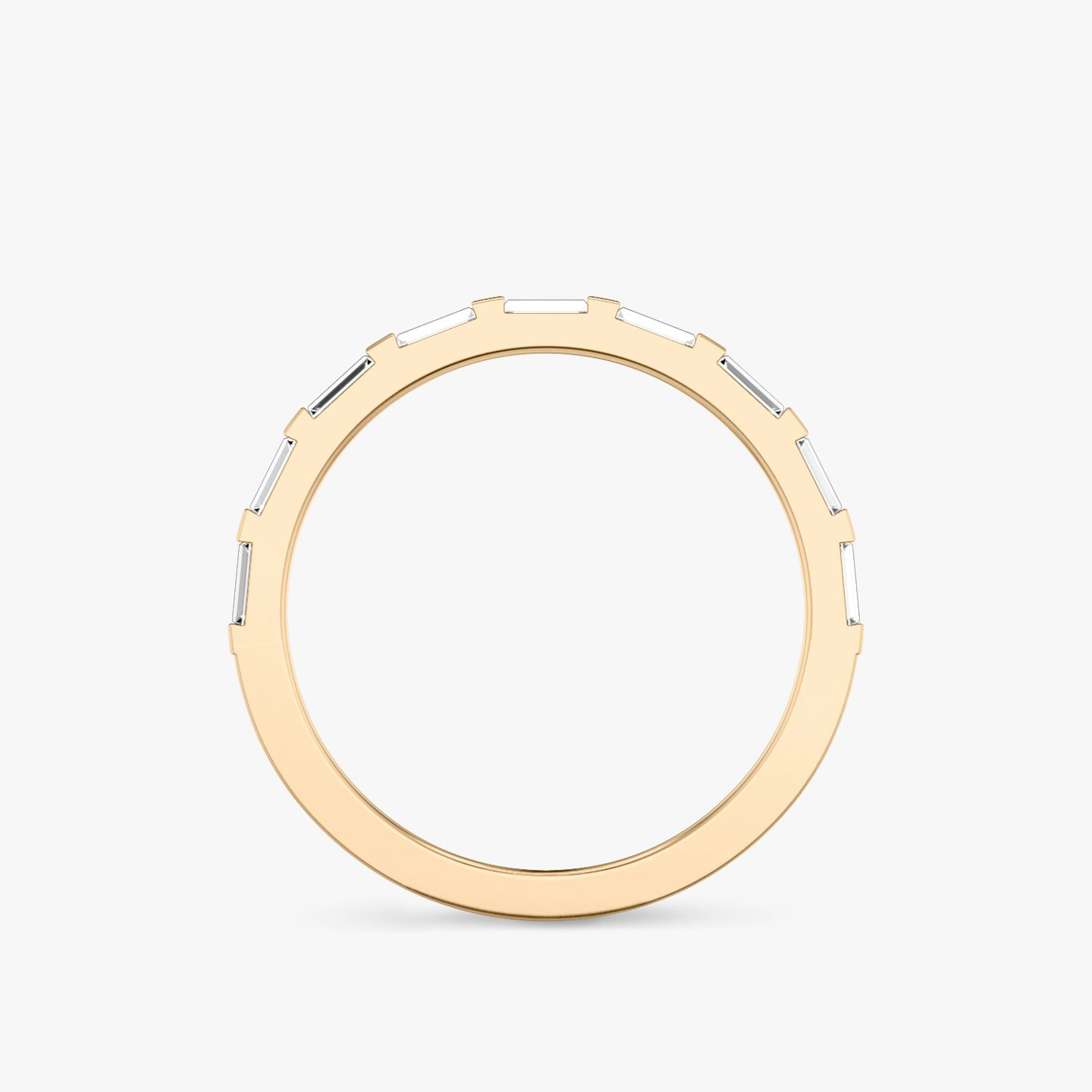 El Anillo Baguette Bar | Baguette | 14k | Oro rosa de 14 quilates | Estilo del anillo: Medio círculo de diamantes