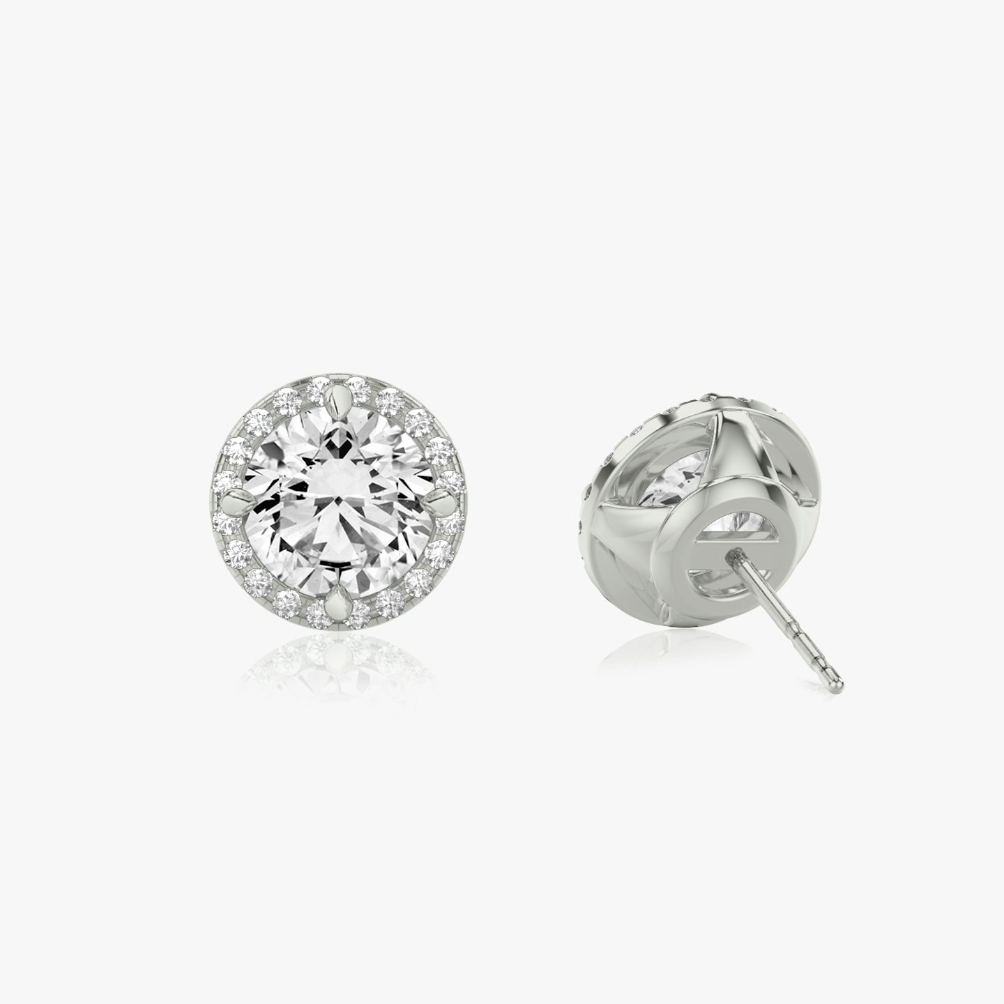 Halo Stud | Round Brilliant | 14k | 18k White Gold | Carat weight: See full inventory