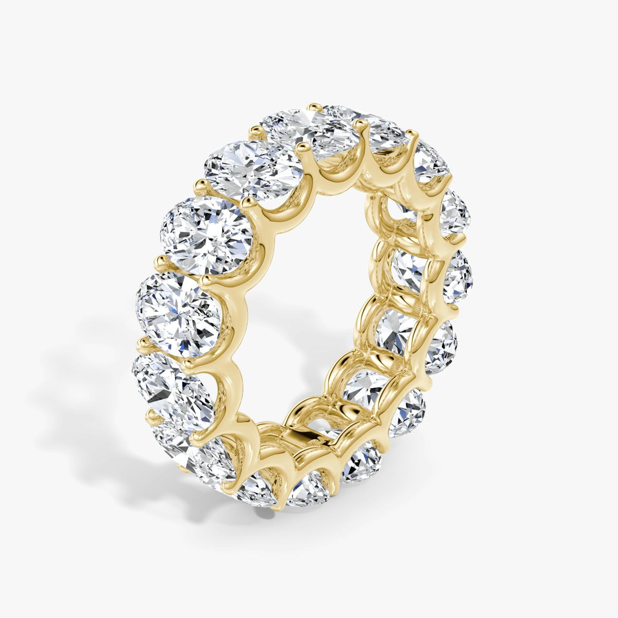 Oval diamond yellow gold eternity ring