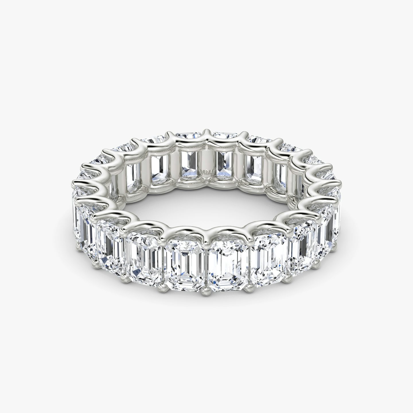 Bague Eternity | Émeraude | 18k | Or blanc 18 carats | Modèle d'anneau: Diamant tour complet | Poids en carats: 5