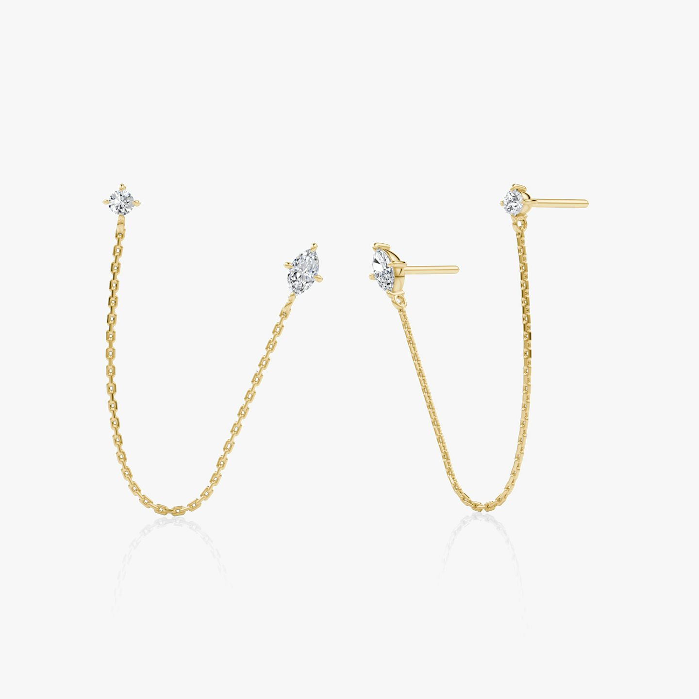 Shooting Star Draped Earring | Marquise and Round Brilliant | 14k | 18k Yellow Gold