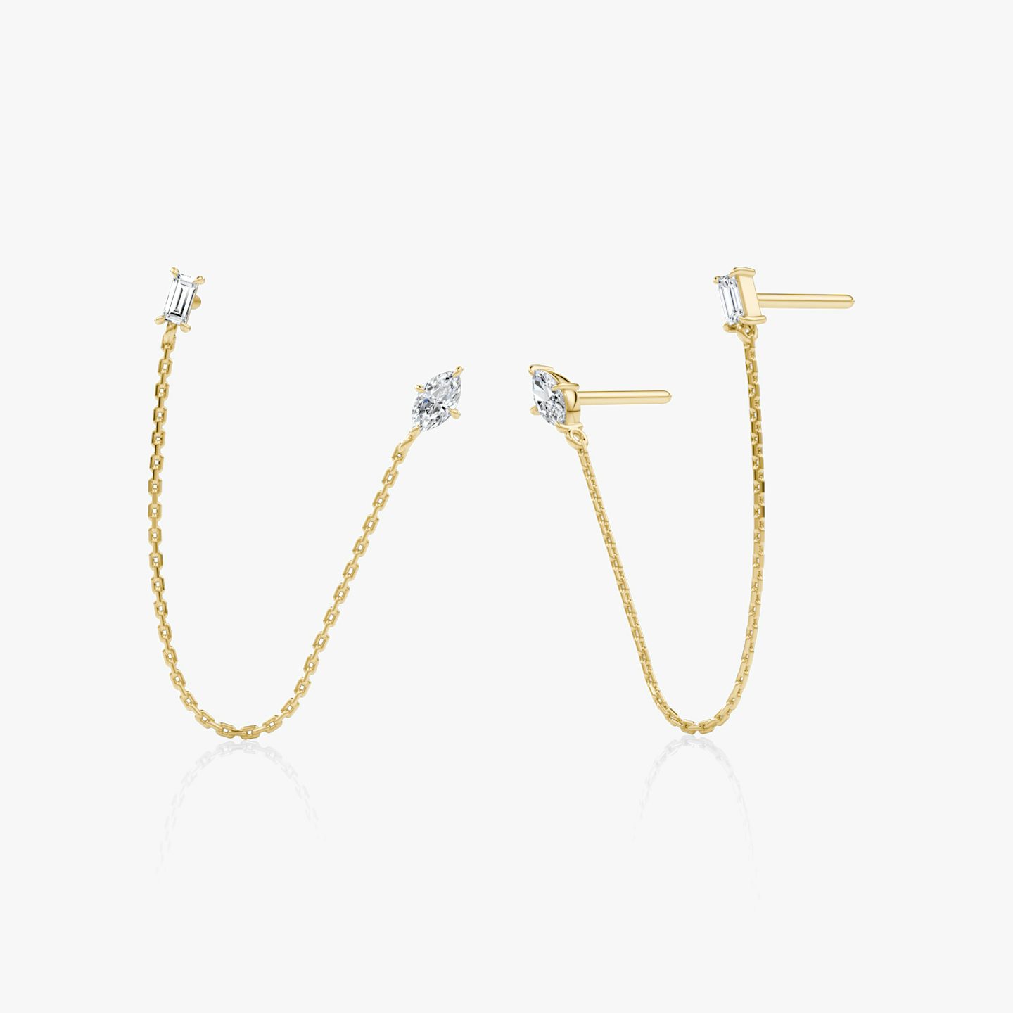 Shooting Star Ohrring | Marquise und Baguette | 14k | 18k Gelbgold