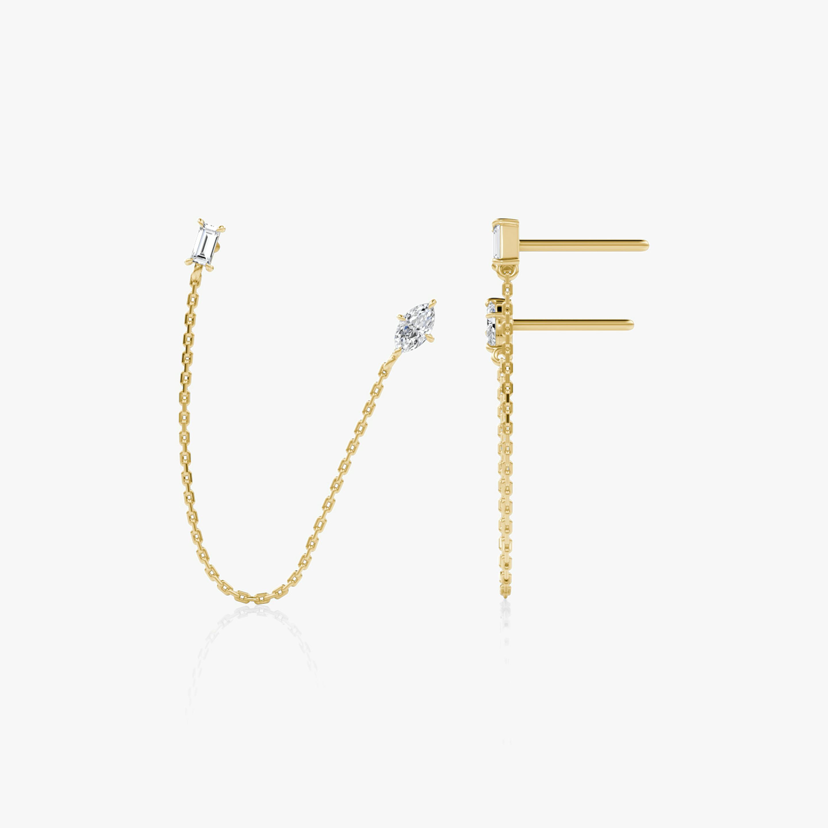 Shooting Star Draped Earring | Marquise and Baguette | 14k | 18k Yellow Gold