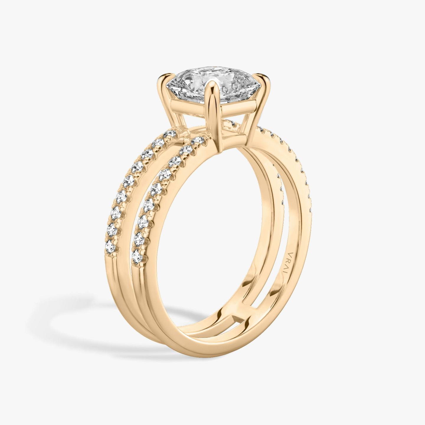 The Double Band | Asscher | 14k | 14k Rose Gold | Band: Pavé | Band stone shape: Round Brilliant | Diamond orientation: vertical | Carat weight: See full inventory