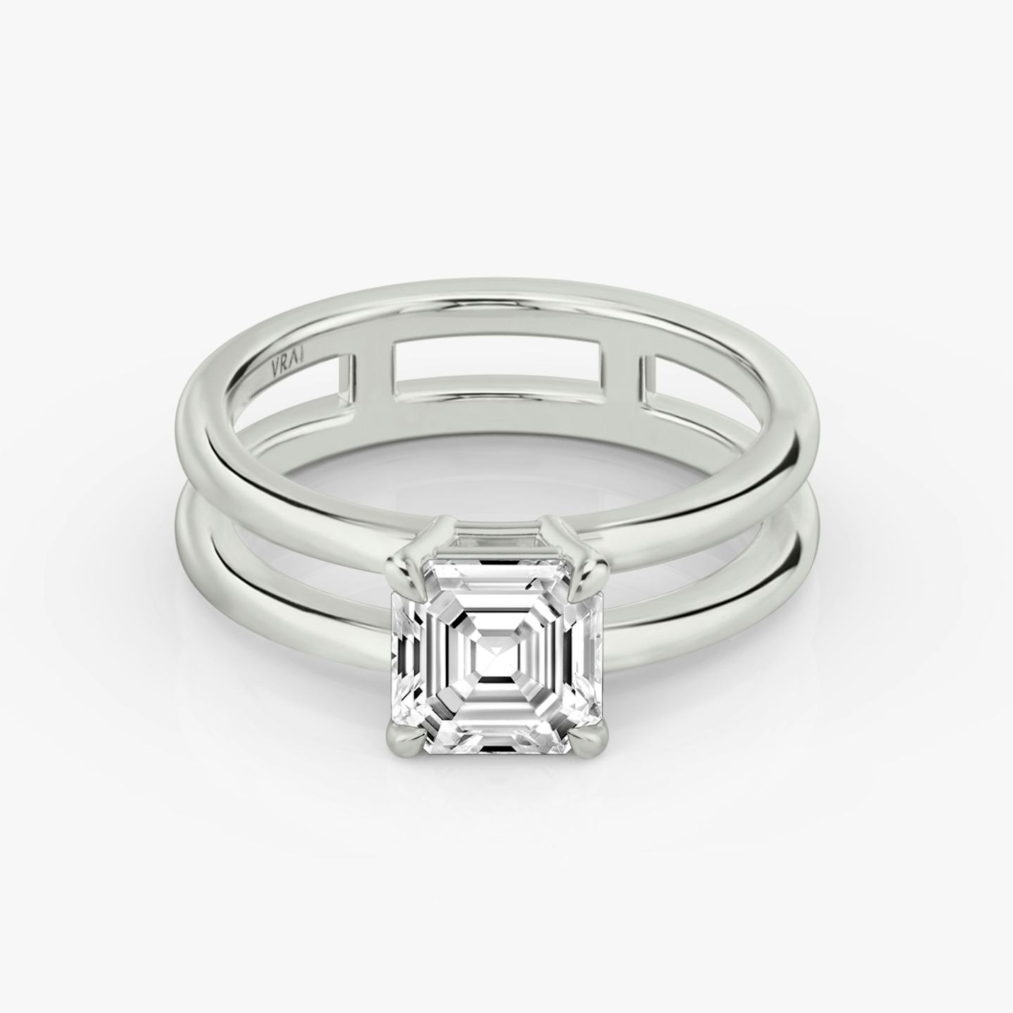 The Double Band | Asscher | 18k | 18k White Gold | Band: Plain | Diamond orientation: vertical | Carat weight: See full inventory
