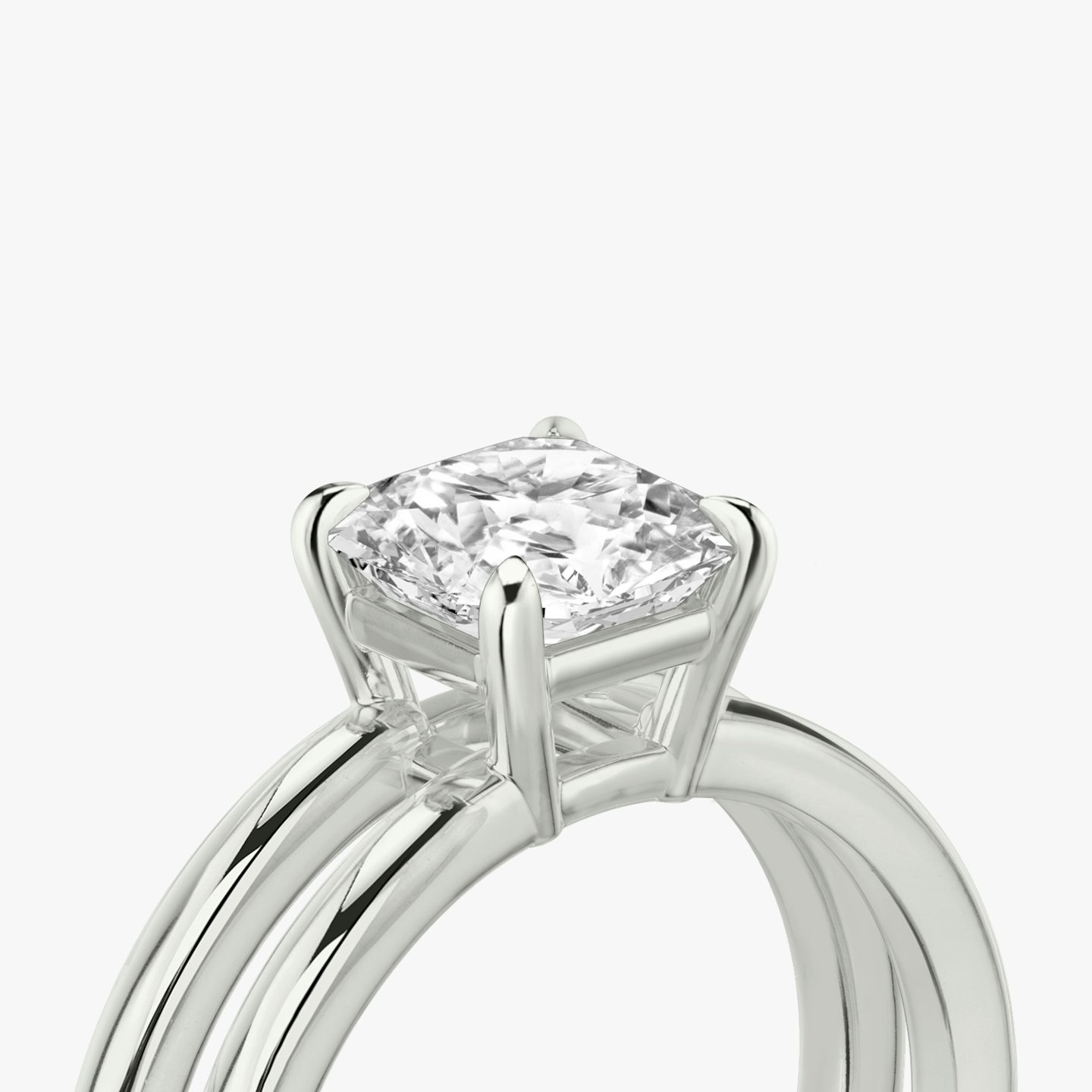 The Double Band | Asscher | 18k | 18k White Gold | Band: Plain | Diamond orientation: vertical | Carat weight: See full inventory