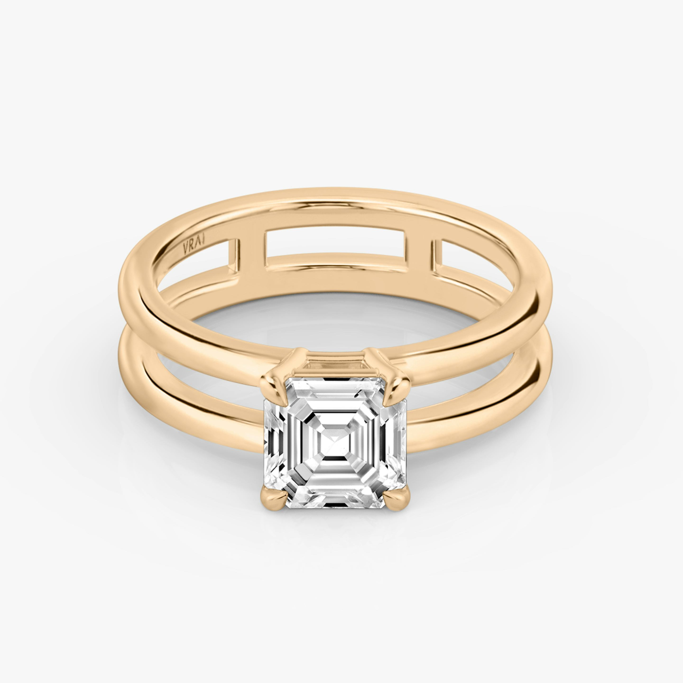 The Double Band | Asscher | 14k | 14k Rose Gold | Band: Plain | Diamond orientation: vertical | Carat weight: See full inventory