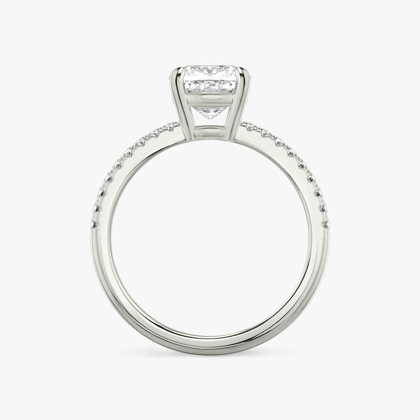The Double Band | Pavé Cushion | 18k | 18k White Gold | Band: Pavé | Band stone shape: Round Brilliant | Diamond orientation: vertical | Carat weight: See full inventory