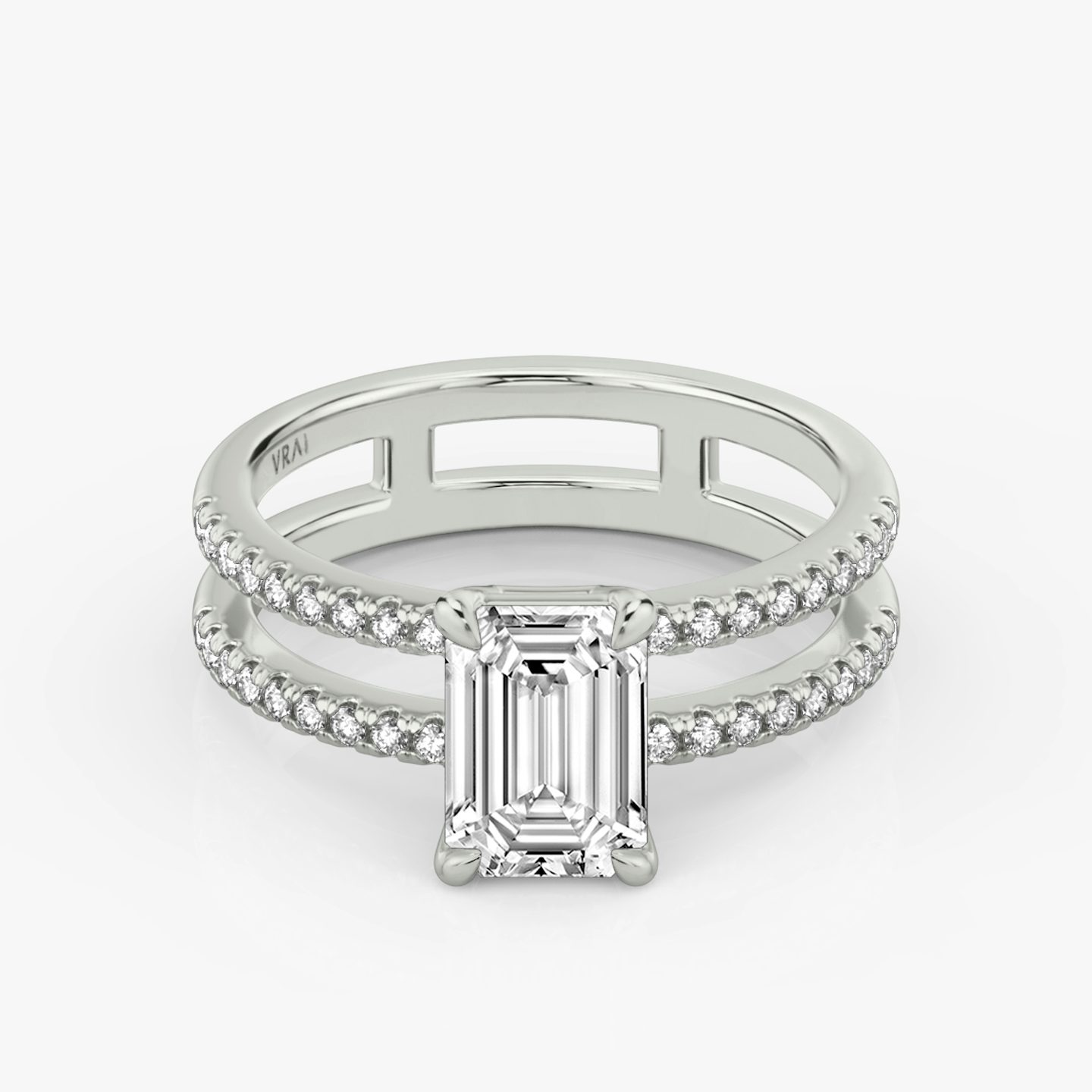 Double Band | Emerald | 18k | 18k Weißgold | Ring: Pavé | Ringbesatz: Rund | Diamantausrichtung: vertical | Karatgewicht: Gesamtbestand ansehen