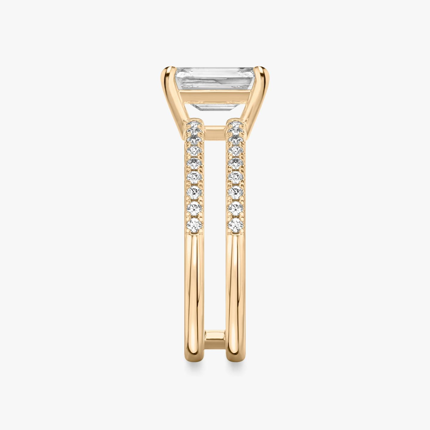 The Double Band | Emerald | 14k | 14k Rose Gold | Band: Pavé | Band stone shape: Round Brilliant | Diamond orientation: vertical | Carat weight: See full inventory