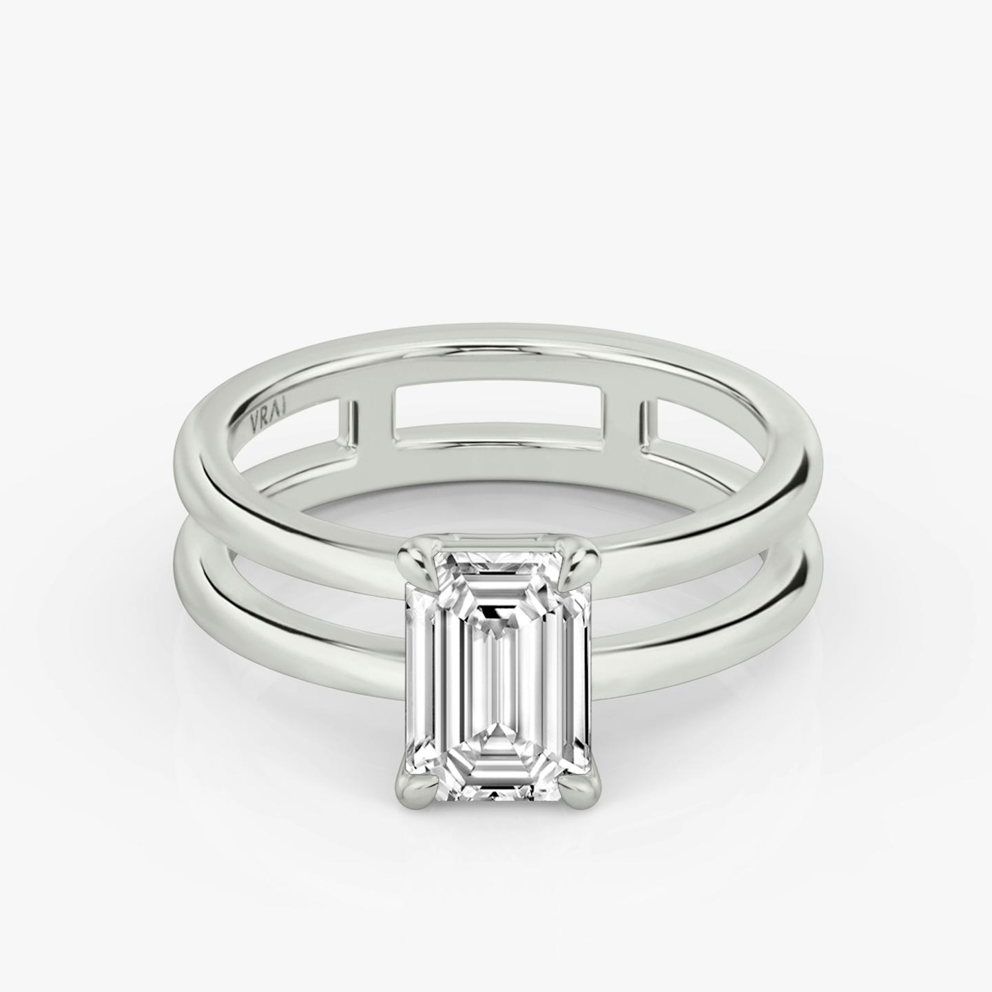 The Double Band | Emerald | Platinum | Band: Plain | Diamond orientation: vertical | Carat weight: See full inventory