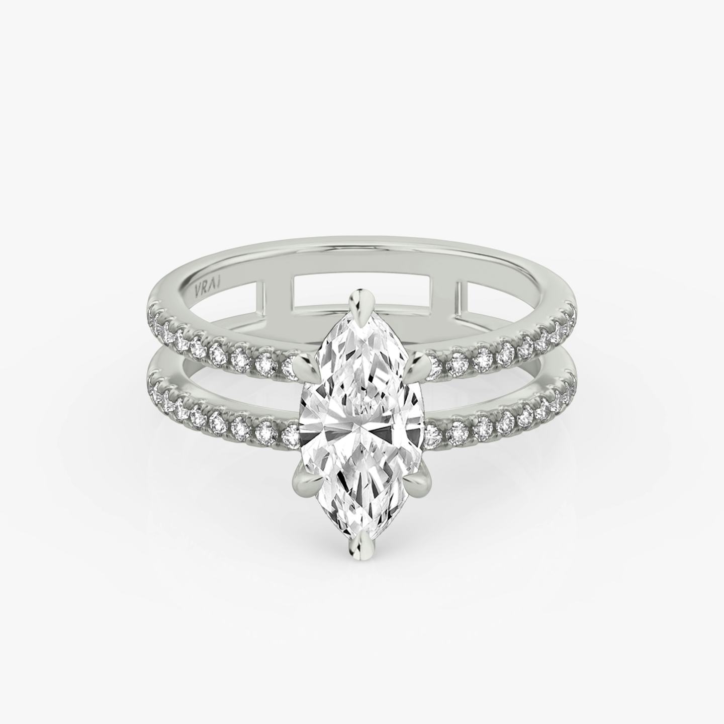 The Double Band | Pavé Marquise | 18k | 18k White Gold | Band: Pavé | Band stone shape: Round Brilliant | Diamond orientation: vertical | Carat weight: See full inventory