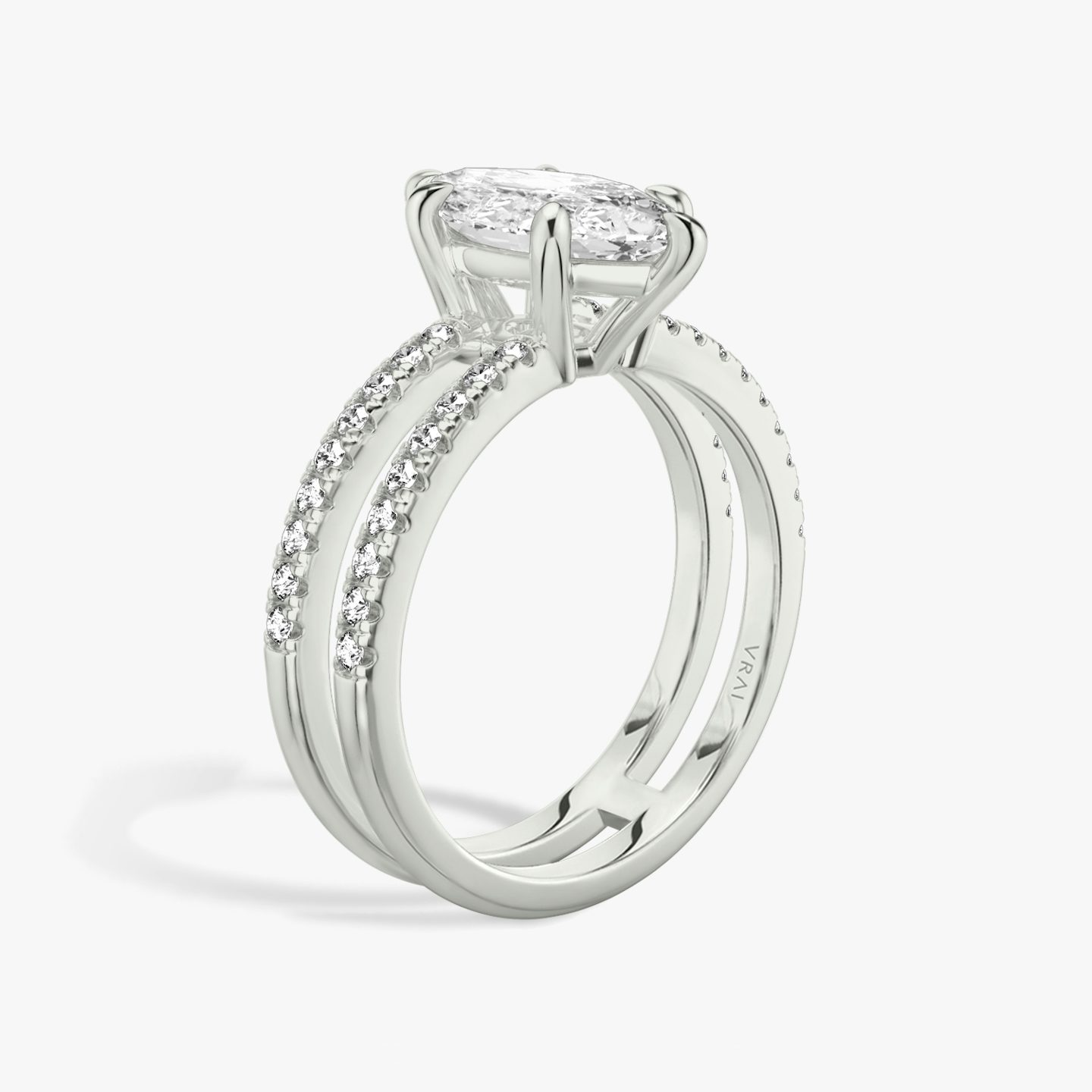 The Double Band | Pavé Marquise | 18k | 18k White Gold | Band: Pavé | Band stone shape: Round Brilliant | Diamond orientation: vertical | Carat weight: See full inventory