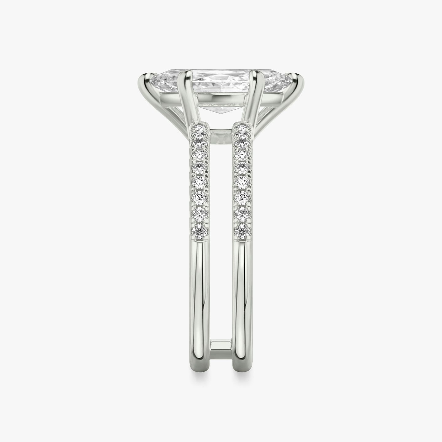 The Double Band | Pavé Marquise | Platinum | Band: Pavé | Band stone shape: Round Brilliant | Diamond orientation: vertical | Carat weight: See full inventory
