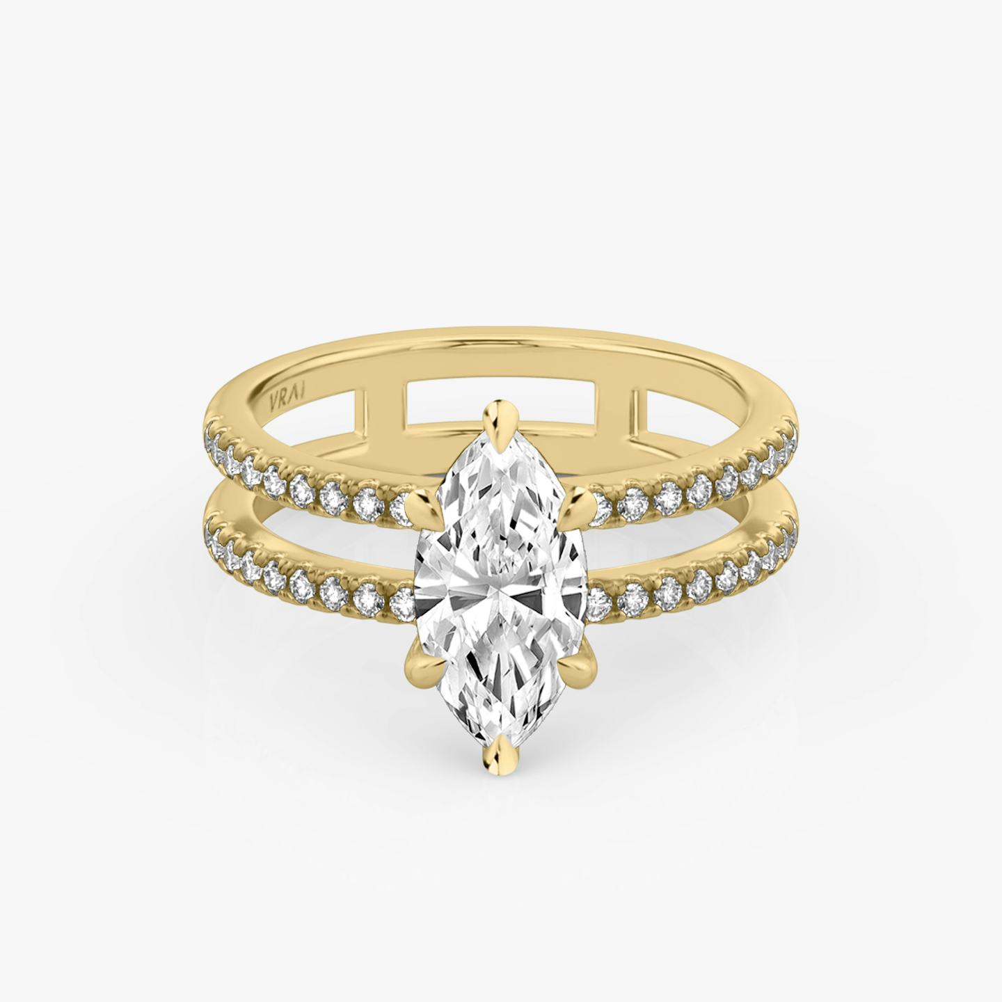 The Double Band | Pavé Marquise | 18k | 18k Yellow Gold | Band: Pavé | Band stone shape: Round Brilliant | Diamond orientation: vertical | Carat weight: See full inventory