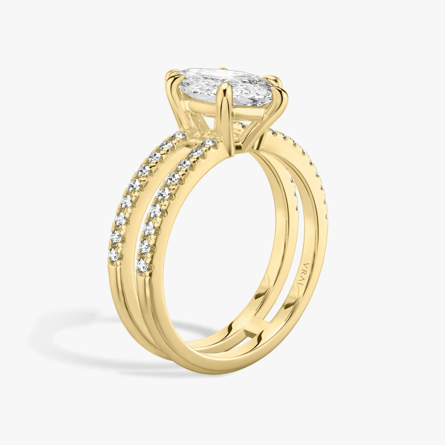 The Double Band | Pavé Marquise | 18k | 18k Yellow Gold | Band: Pavé | Band stone shape: Round Brilliant | Diamond orientation: vertical | Carat weight: See full inventory