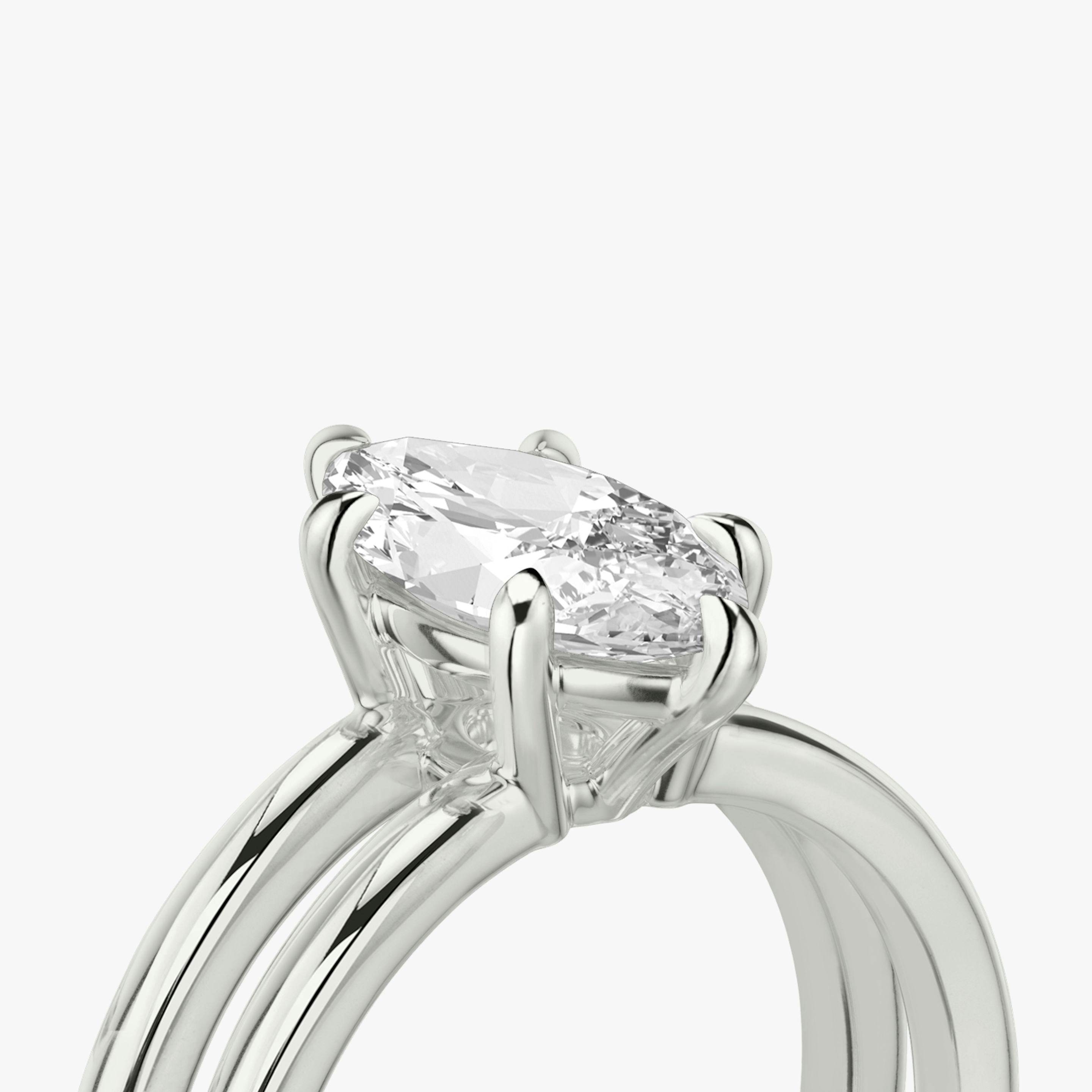 The Double Band | Pavé Marquise | 18k | 18k White Gold | Band: Plain | Diamond orientation: vertical | Carat weight: See full inventory