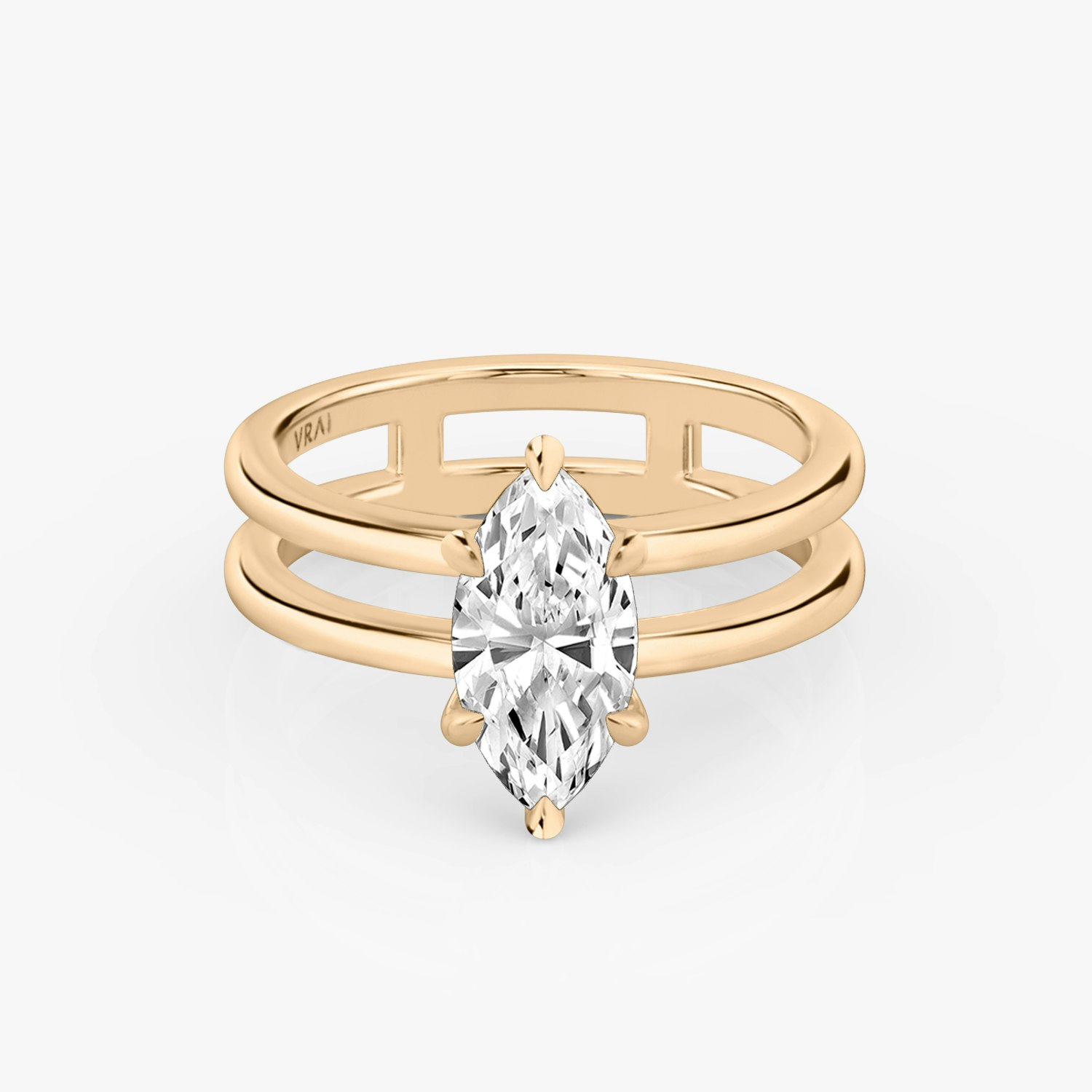 Double Band Marquise Engagement Ring | 14k Rose Gold
