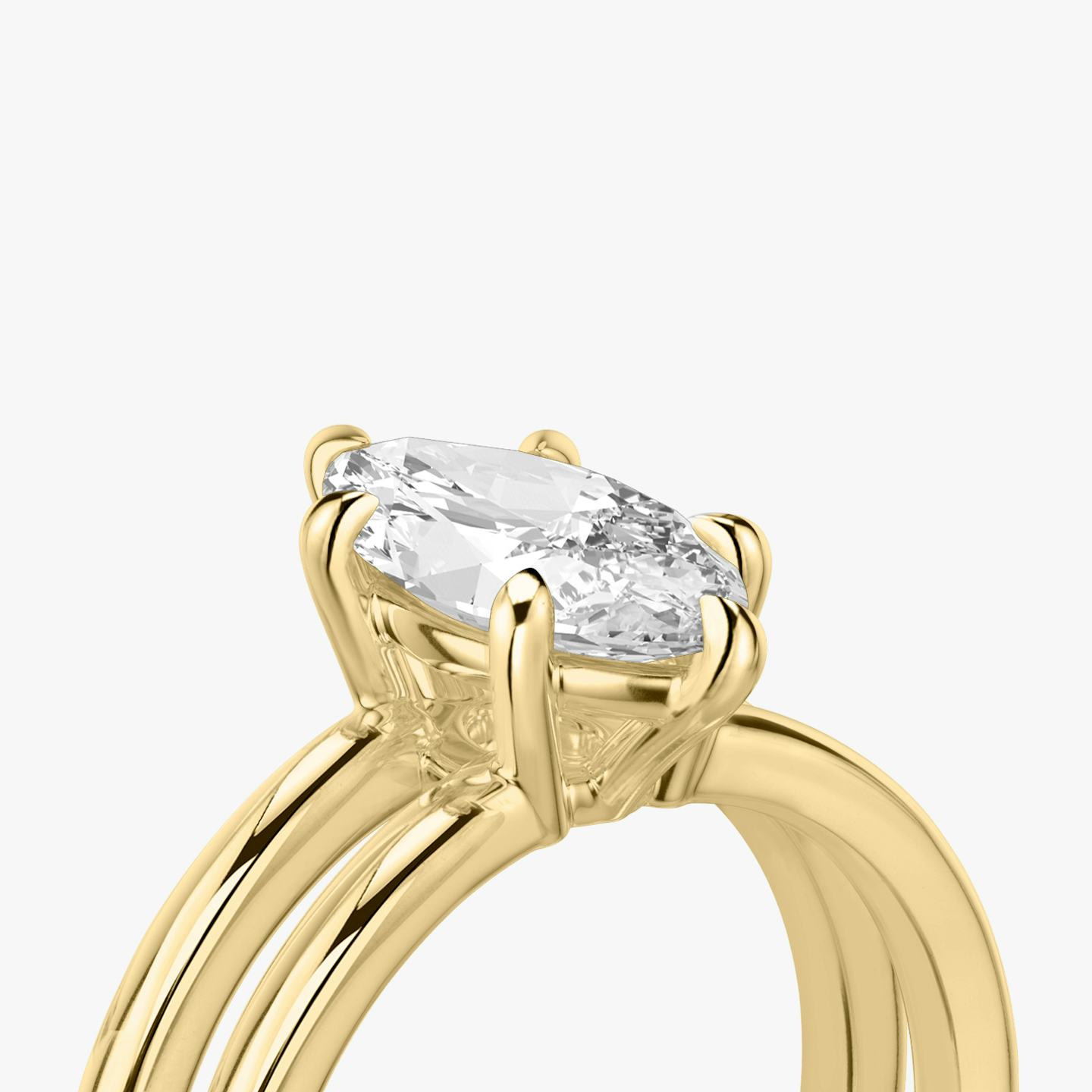 The Double Band | Pavé Marquise | 18k | 18k Yellow Gold | Band: Plain | Diamond orientation: vertical | Carat weight: See full inventory