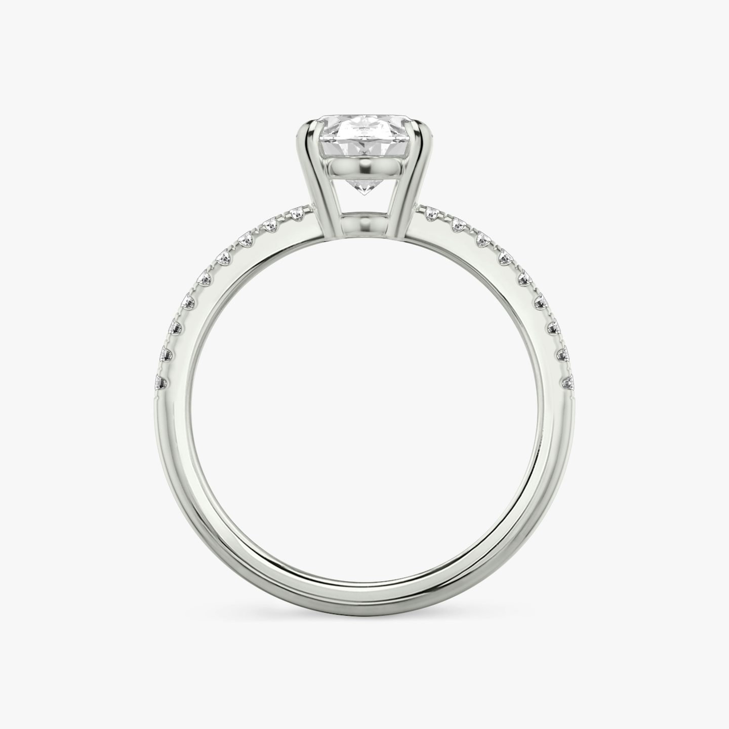 The Double Band | Oval | 18k | 18k White Gold | Band: Pavé | Band stone shape: Round Brilliant | Diamond orientation: vertical | Carat weight: See full inventory