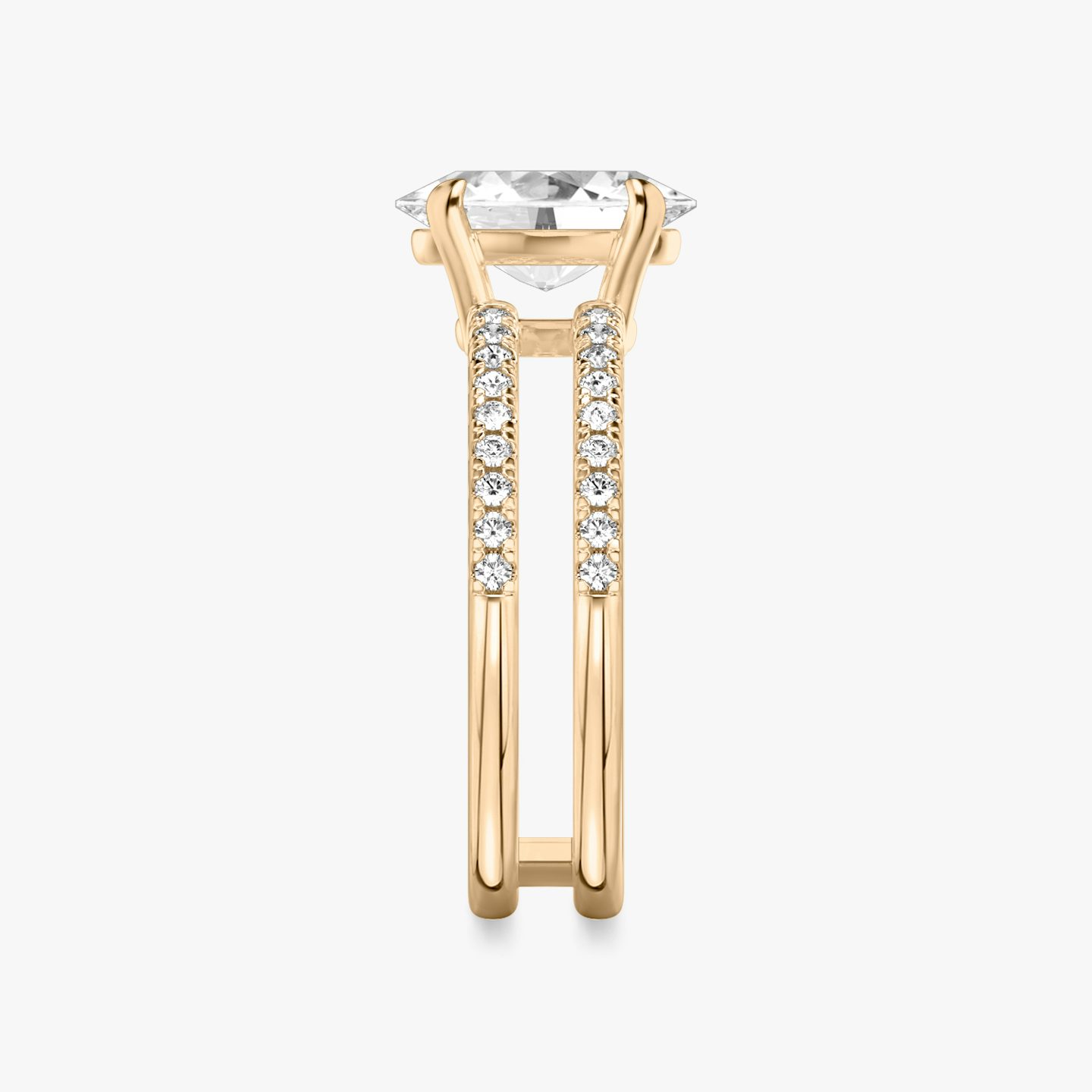 The Double Band | Oval | 14k | 14k Rose Gold | Band: Pavé | Band stone shape: Round Brilliant | Diamond orientation: vertical | Carat weight: See full inventory