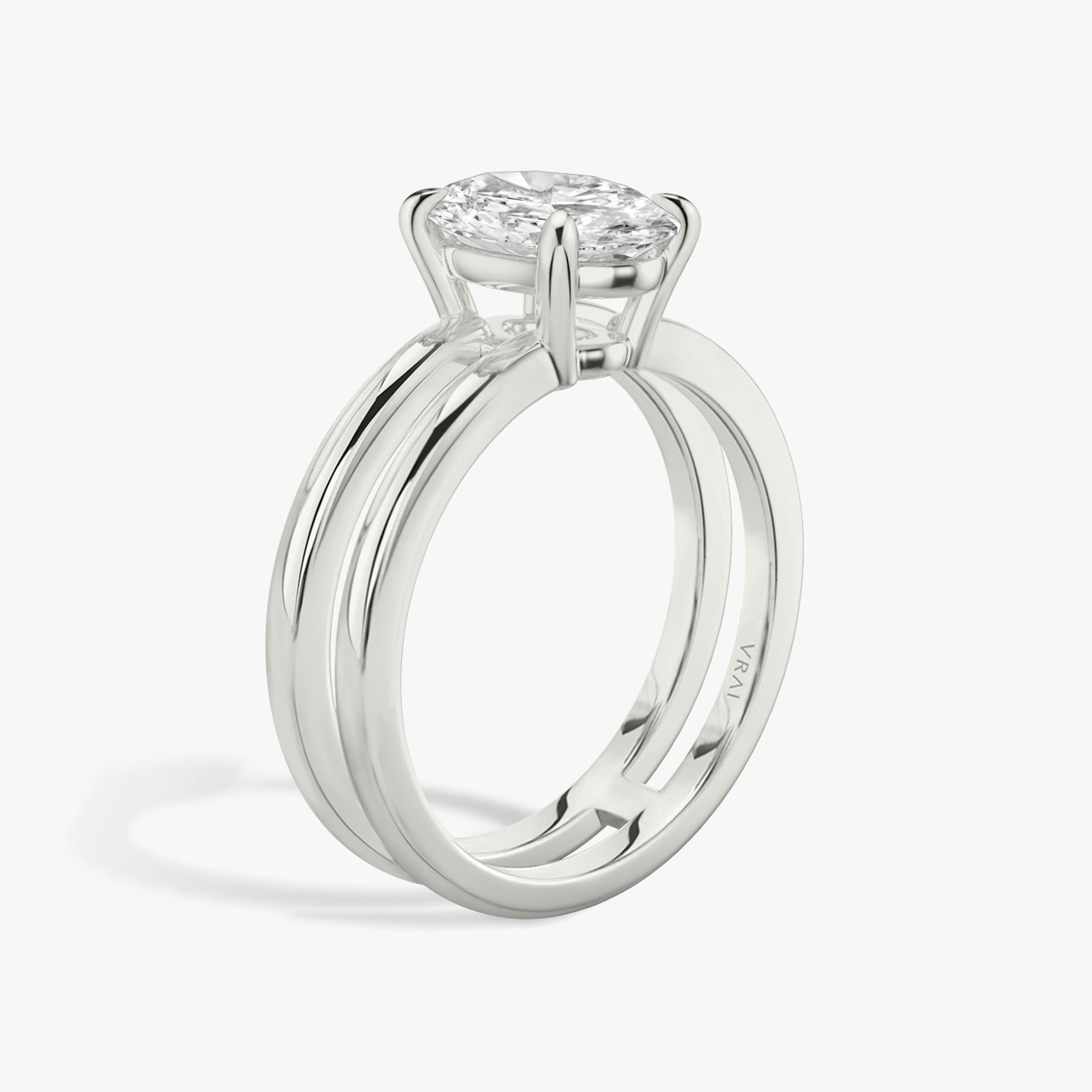 The Double Band | Oval | Platinum | Band: Plain | Diamond orientation: vertical | Carat weight: See full inventory