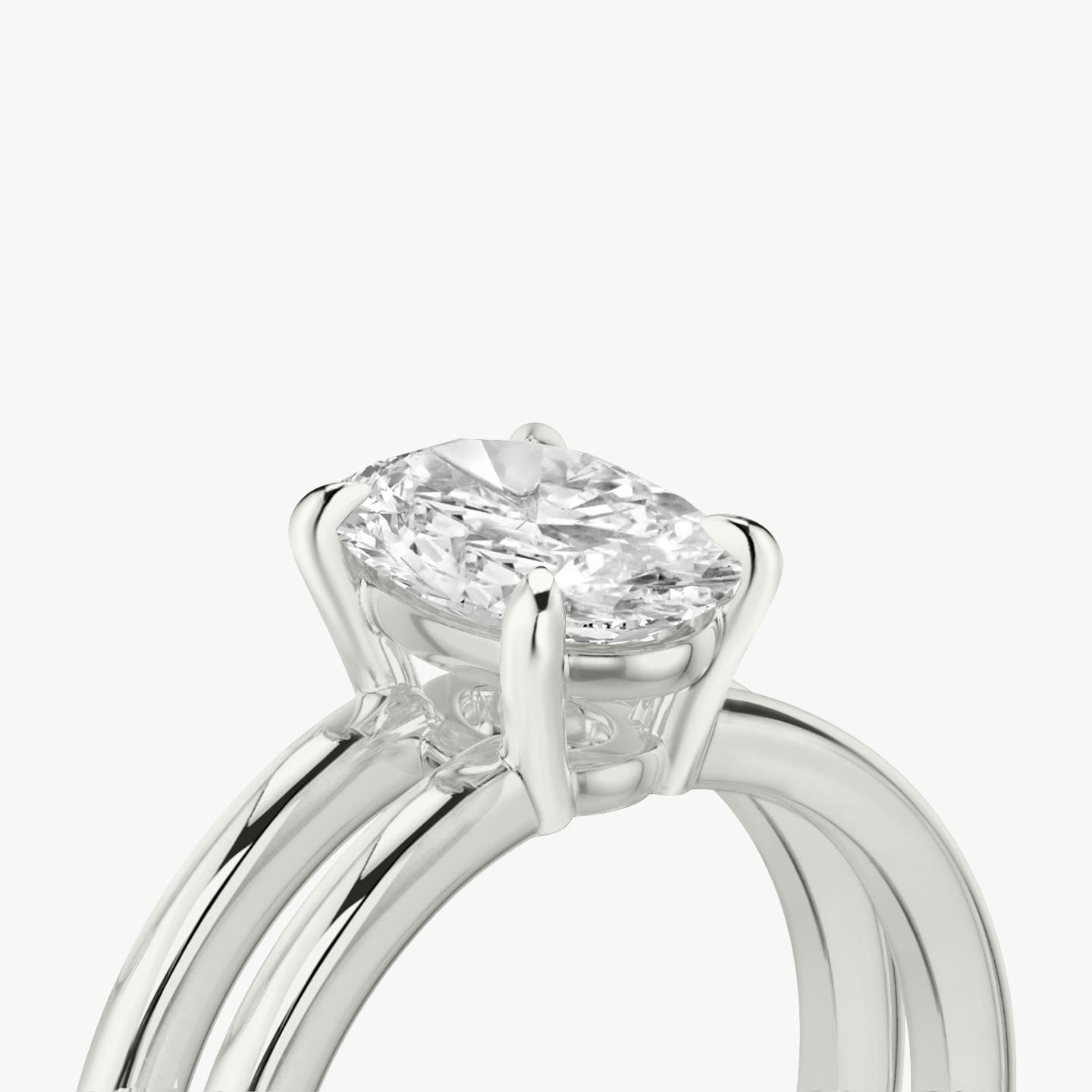 The Double Band | Oval | Platinum | Band: Plain | Diamond orientation: vertical | Carat weight: See full inventory