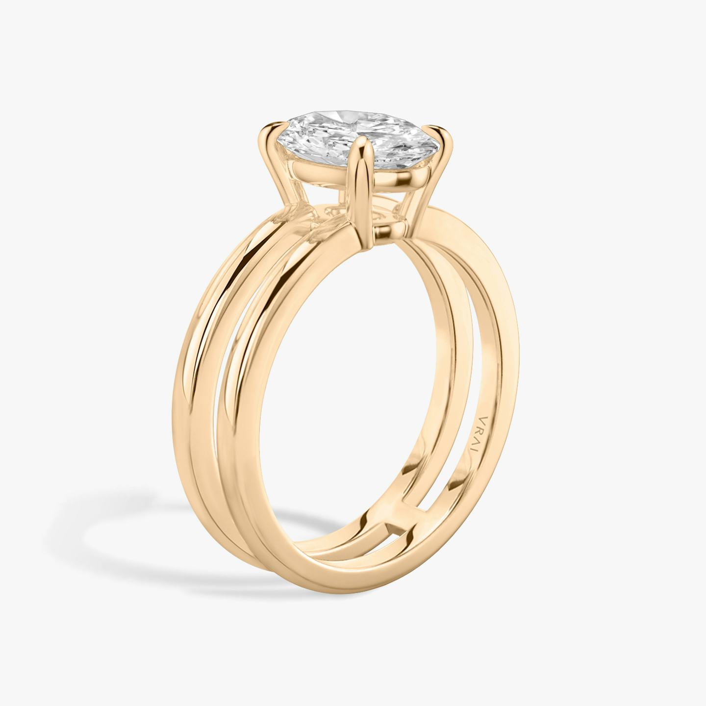 The Double Band | Oval | 14k | 14k Rose Gold | Band: Plain | Diamond orientation: vertical | Carat weight: See full inventory