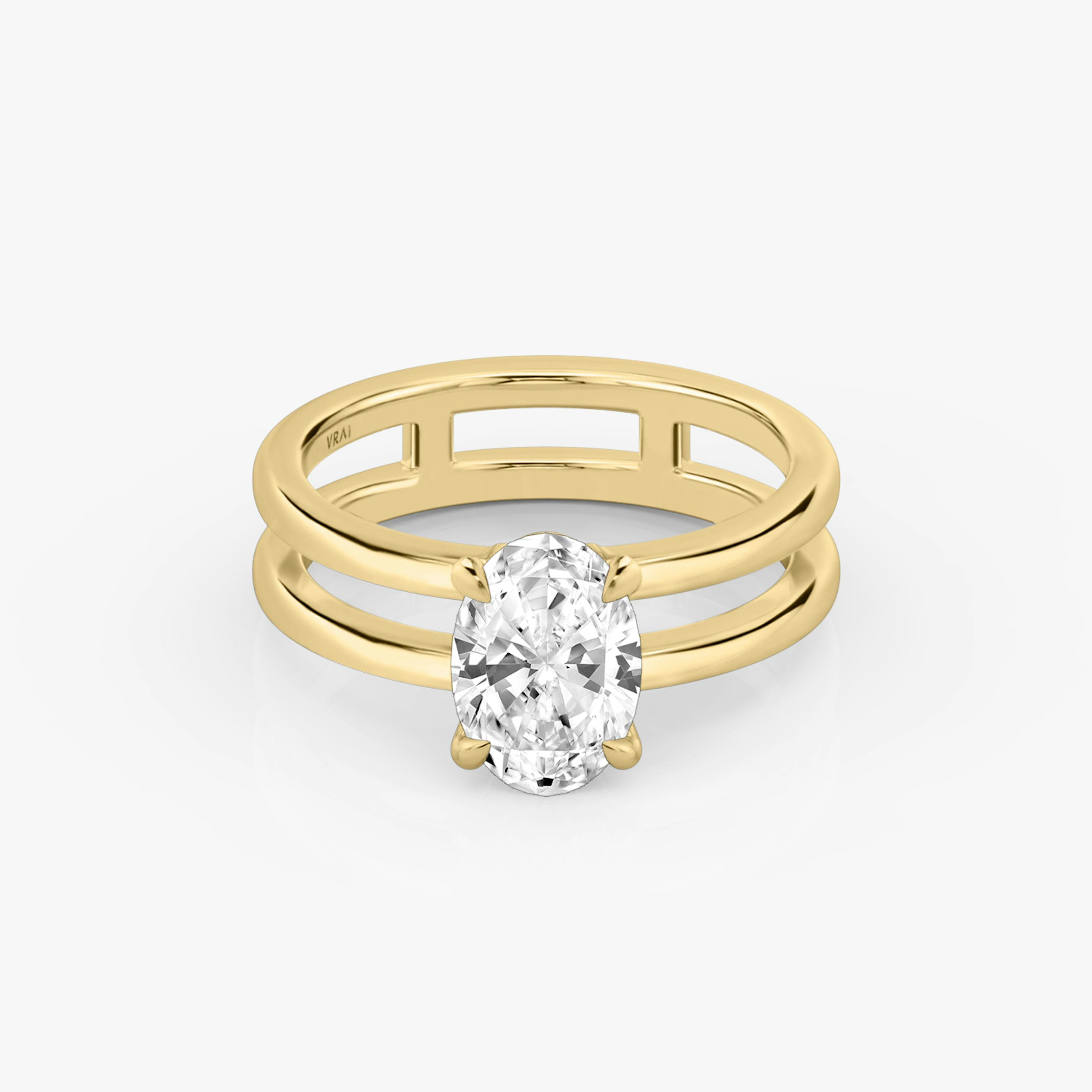 The Double Band | Oval | 18k | 18k Yellow Gold | Band: Plain | Diamond orientation: vertical | Carat weight: See full inventory